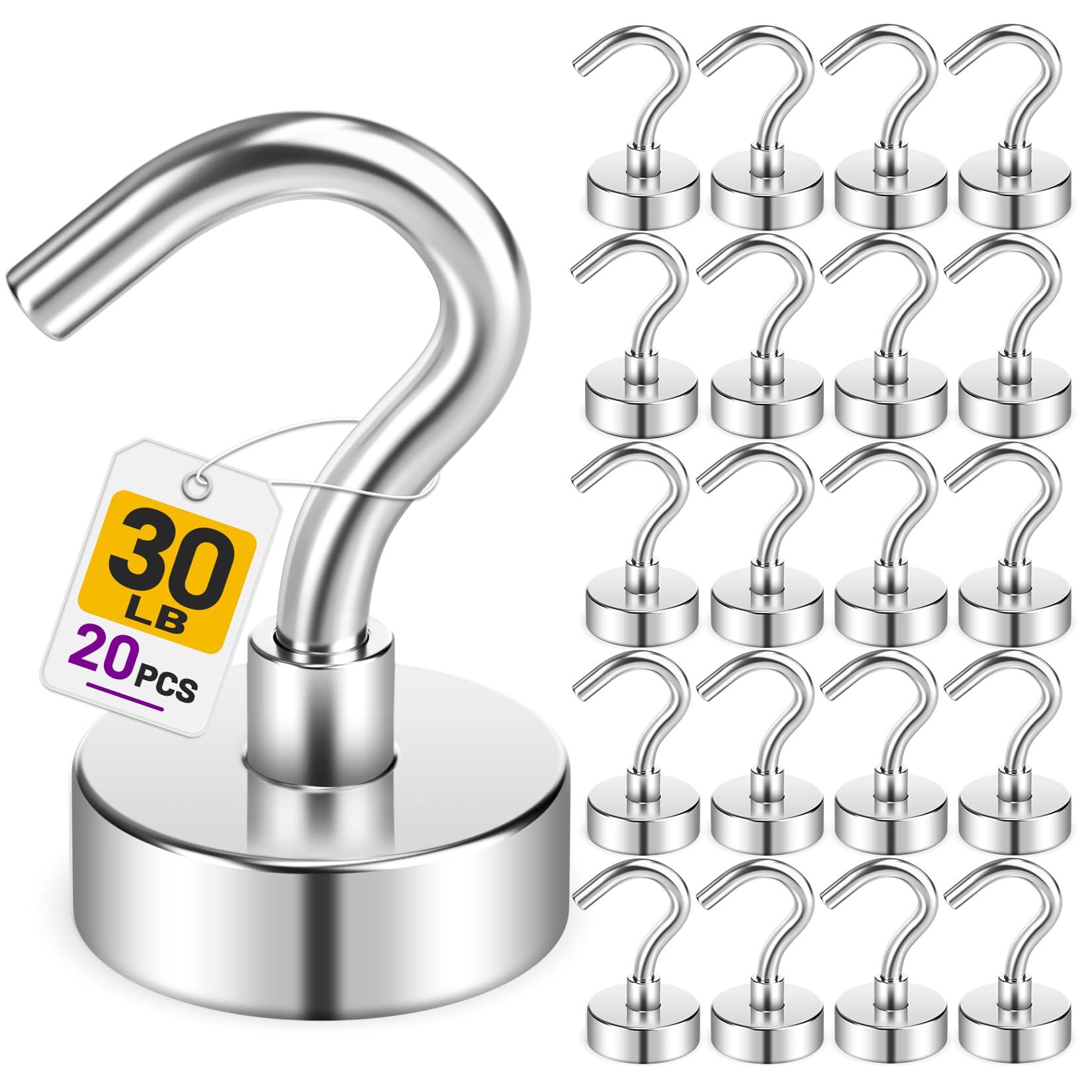 Photo 1 of Niuknow Magnetic Hooks for Cruise Cabins, 30 LB, Silver (20 Pack)