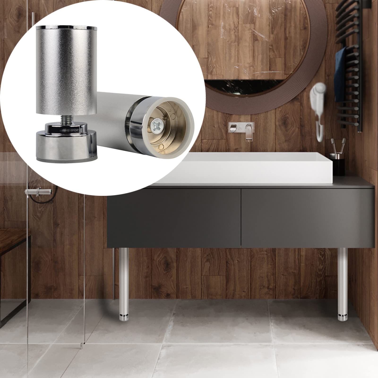 Juego de 4 patas de metal ajustables para muebles, patas elevadoras de aleación de aluminio para armarios, sofás, camas y estantes, 40 cm con tornillos, reemplazo perfecto para decoración del hogar