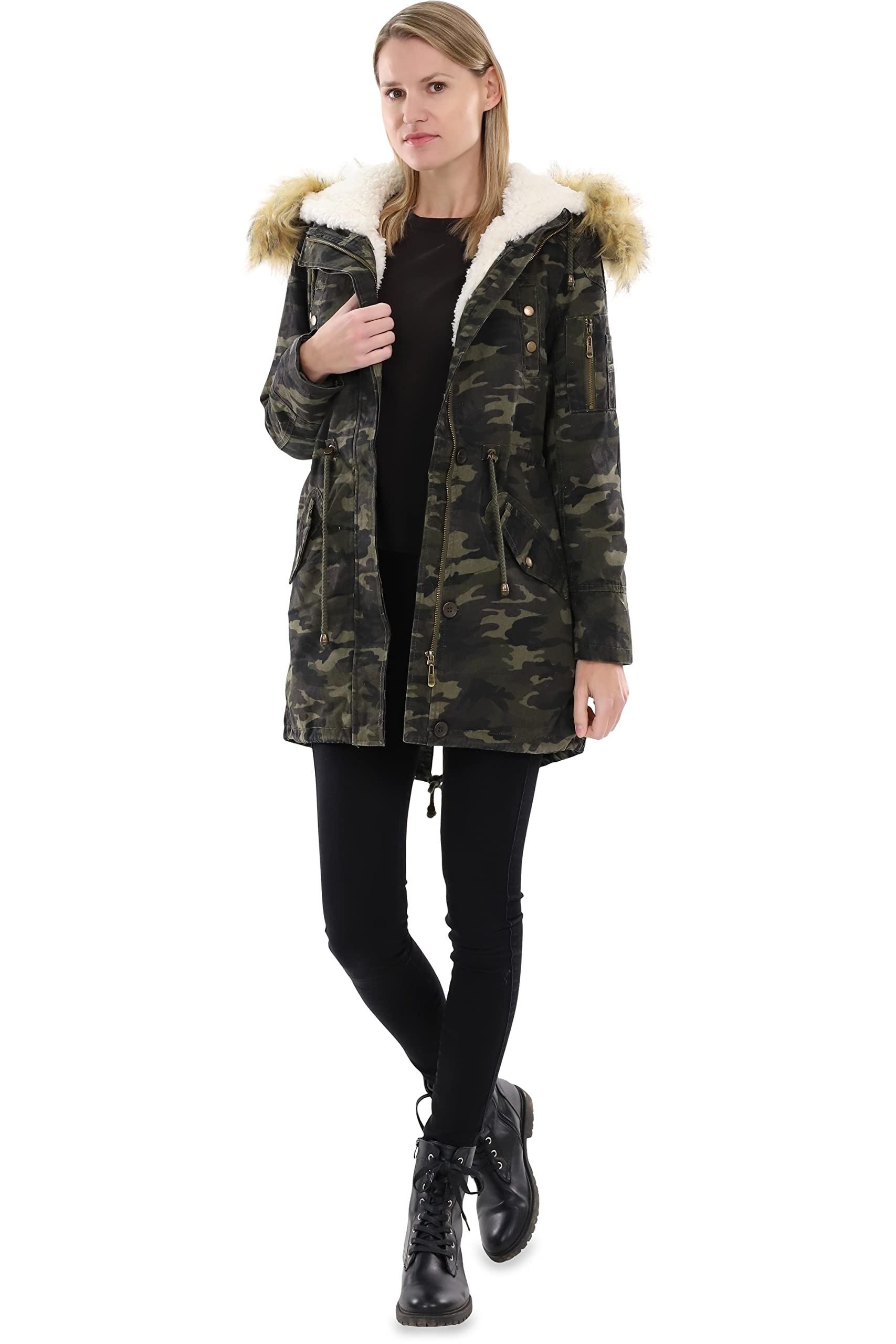 malito Donna foderato Parka Cappuccio Trenchcoat Cappotto-Invernale 81099