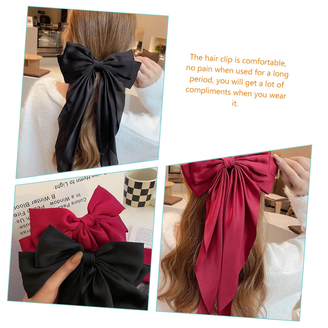 Healeved 8piezas De Pelo Para Mujer Lazo Grande Accesorios De Cabello Para Niñas y Burdeos Clips Resistentes y Elegantes Para Fiestas y Eventos