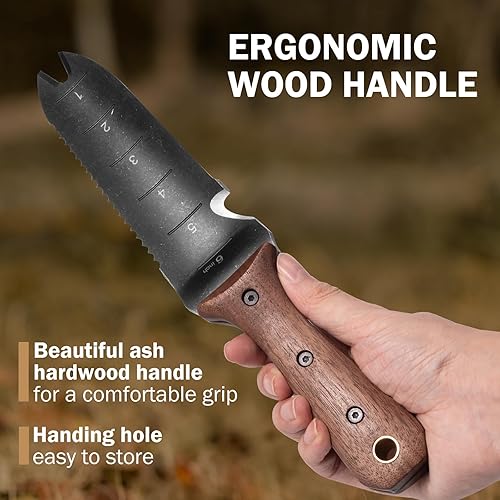Miniatura 3 de Hori Hori - Cuchillo de jardín, herramientas de jardín con funda para desmalezar, plantar, excavar, hoja de acero inoxidable de 7 pulgadas con borde