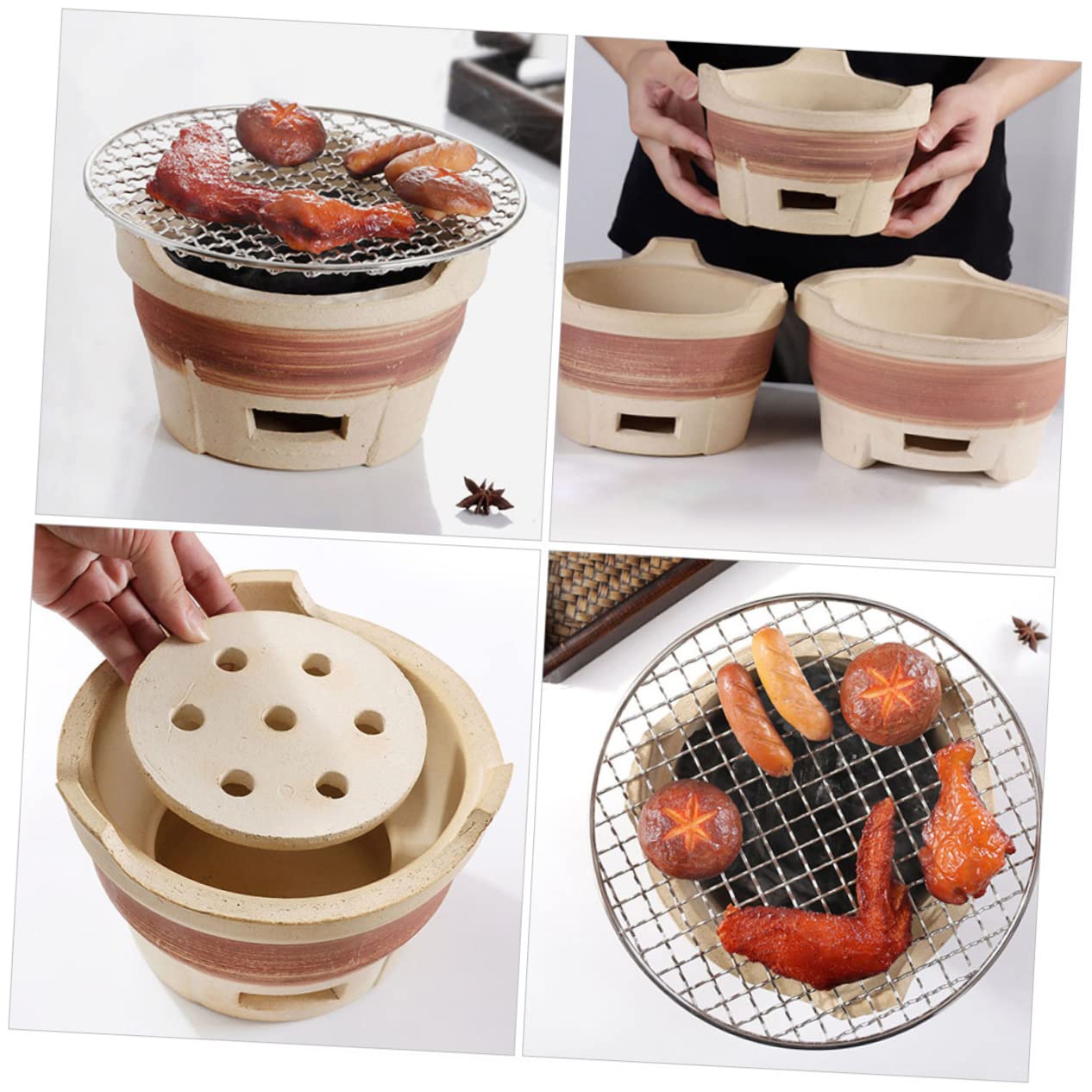 BESPORTBLE 1 Zestaw Grill Węglowy Zewnętrzny Piec Węglowy Grill Piec Zewnętrzny Piec Do Grilla Piec Na Drewno Piec Węglowy Piec Do Grilla Gliniany Piece Węglowe Do Grilla Akcesoria Do Grilla