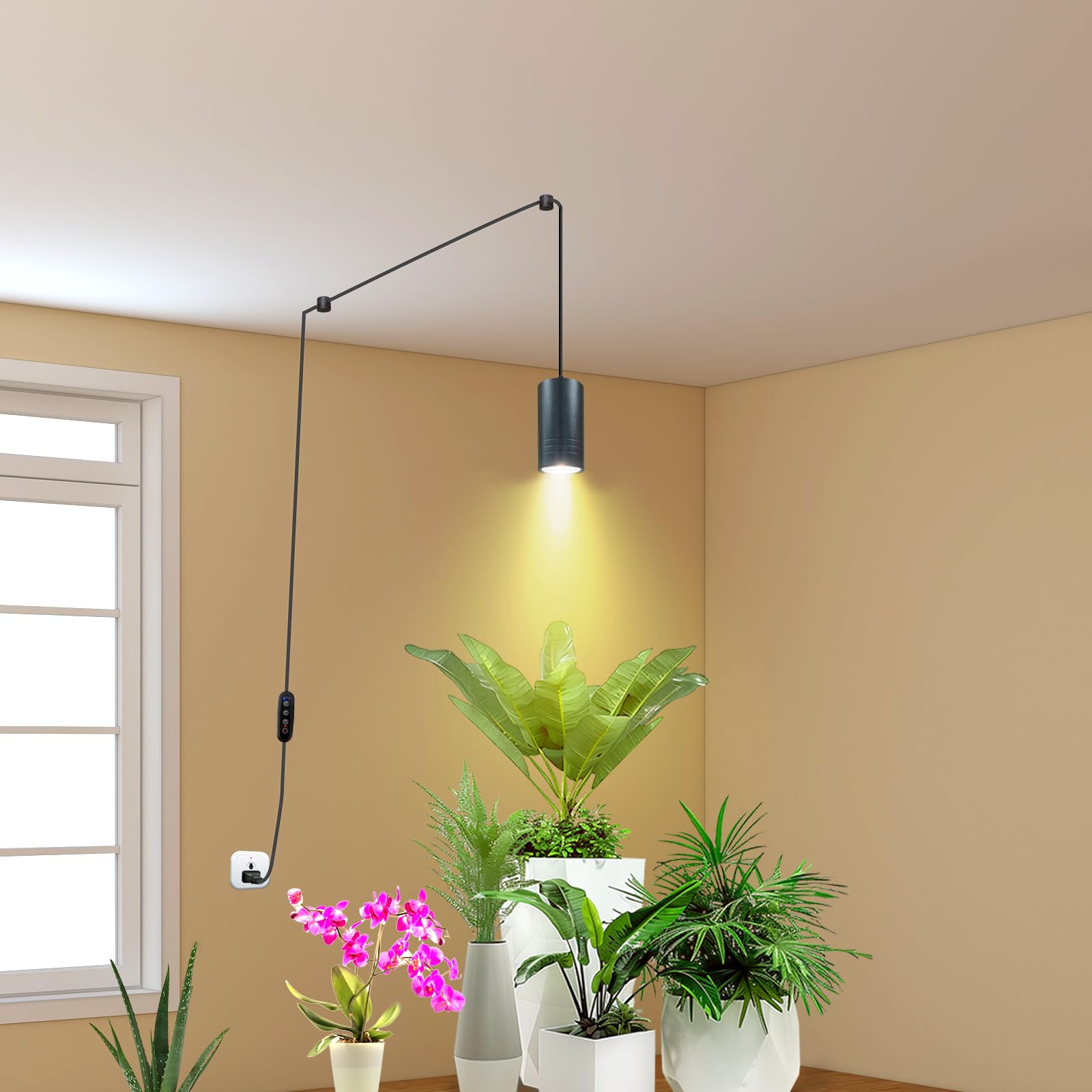 Amazon.com : JMXULONG Plant Hanging Grow Light Full Spectrum Warm White  Color with Timer, Plug-in Pendant Grow Lights,Large Black Luxury LED Grow  Lights,Indoor Pendant lamp : Patio, Lawn & Garden