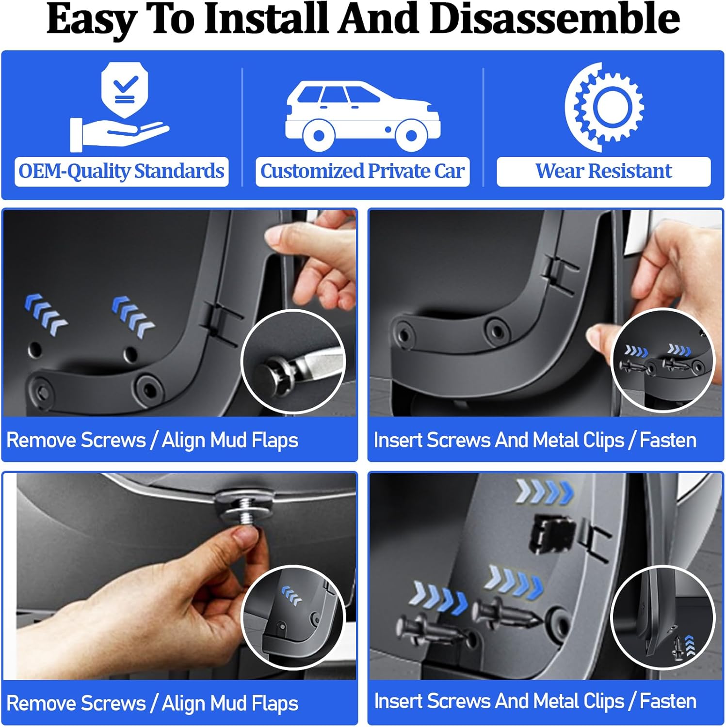 Mud Flaps Compatible for Model Y Juniper 2025 2026,All-Weather Splash Guards,Front & Rear Set of 4,No-Drill Installation,Eco-Friendly PP+TPE Mud Guards with Hardware