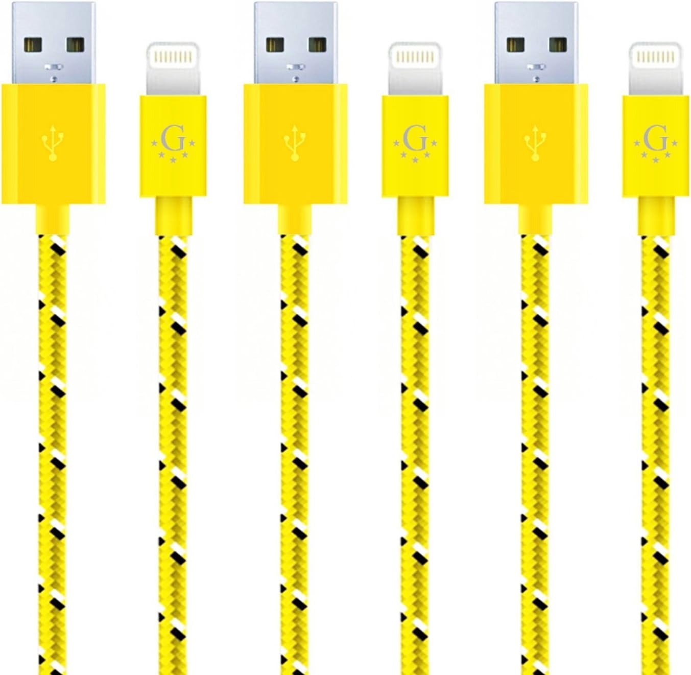 Go Beyond (TM) 10 FT 8 Pin Nylon Braided Data Sync and Charging Cable for iPhone 6, 6 Plus, 5, 5S, 5C, iPad Mini, iPod Touch 5th Generation (Yellow Nylon, Compatible with New iOS)