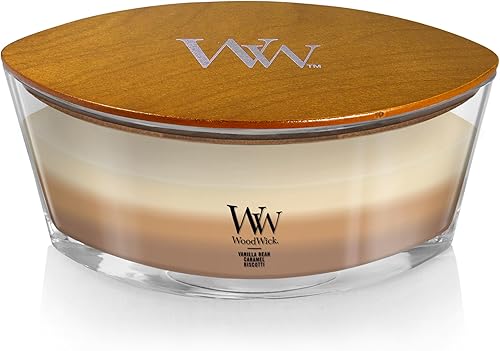 Vista 11 de WoodWick - Vela mediana en frasco con forma de reloj de arena, aroma Cafe Sweets, cera de mezcla de soja, mecha de madera Pluswick Innovation