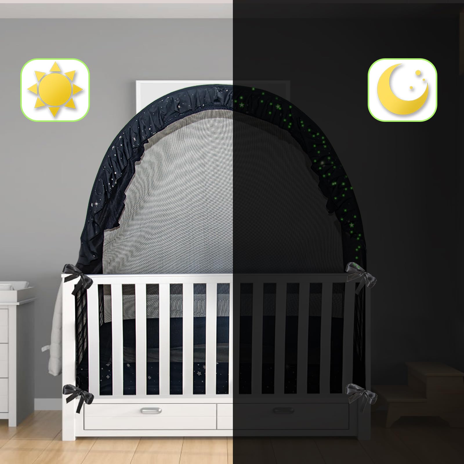 Deconet Bamboestof Baby klamboe Castle - topframe 40x40cm/ 800cm omtrek WIT - baby