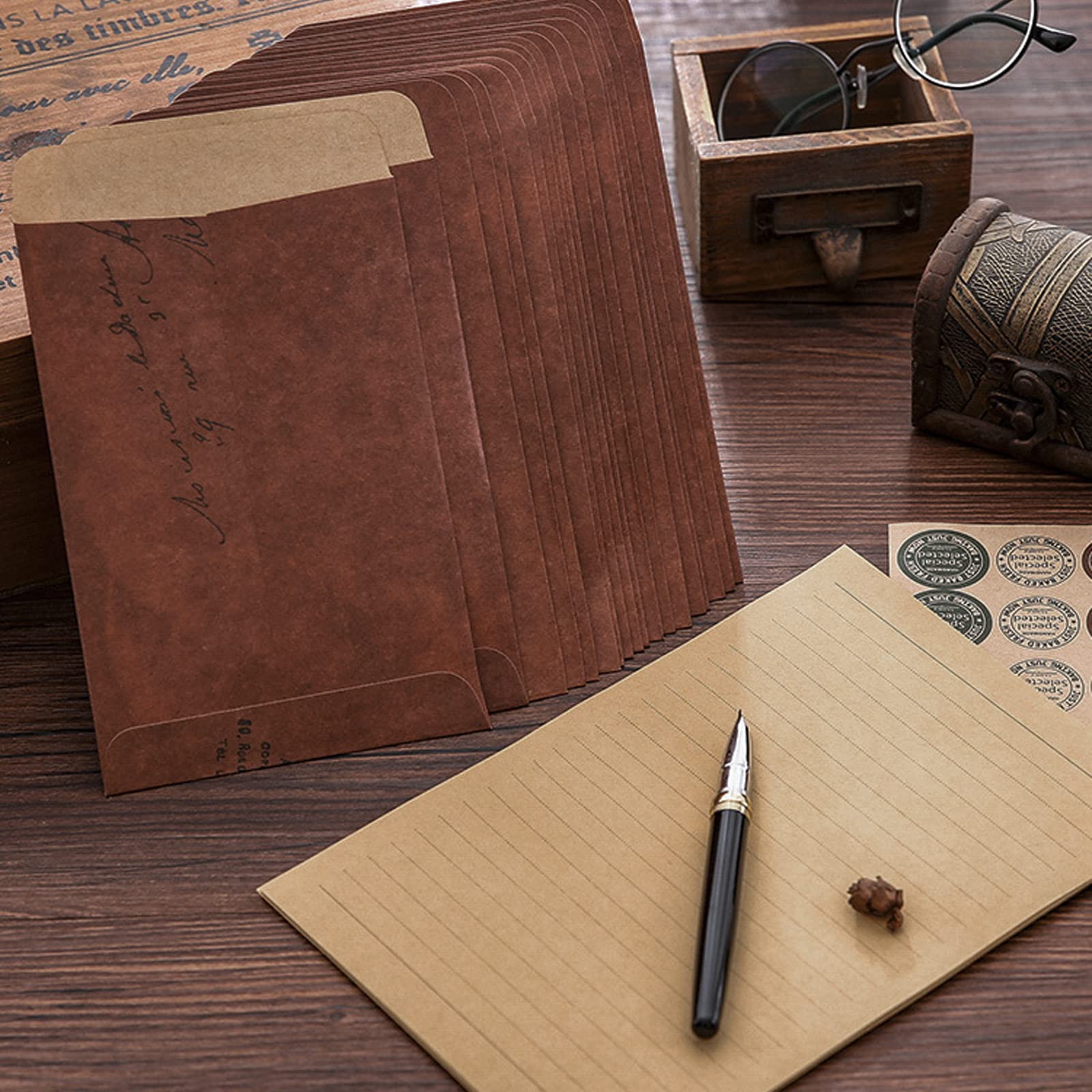 Set Carta Da Lettere Vintage Con Buste Kraft - Ideale Per Matrimoni E Occasioni Speciali - Foto 8