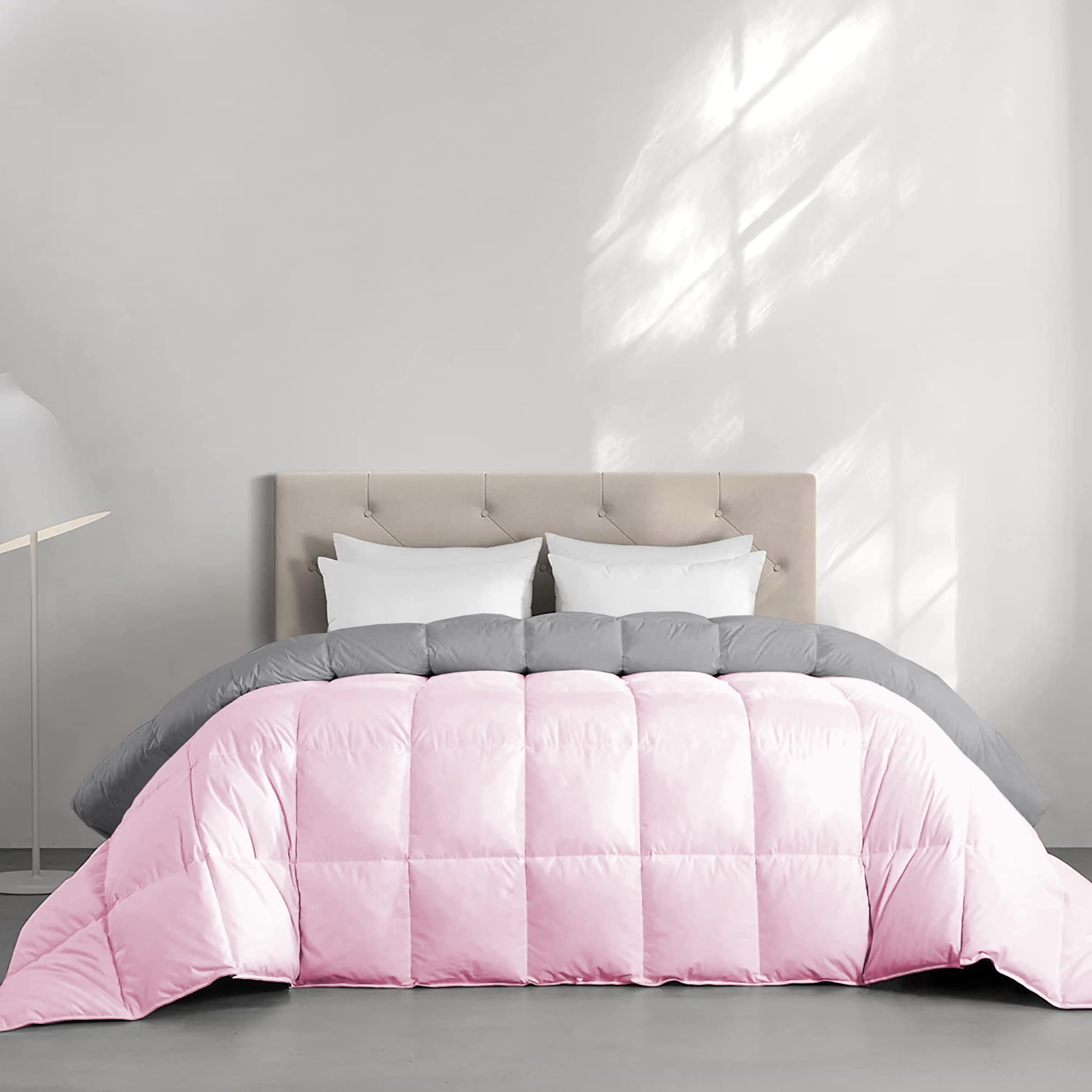 Reversible Comforter Double Bed Size Blanket - 300 GSM Comforter for Winter Blanket Luxury & Soft Microfiber - Duvet/Blanket Double Bed (90"X100") - Baby Pink/Silver Grey Color-image-27
