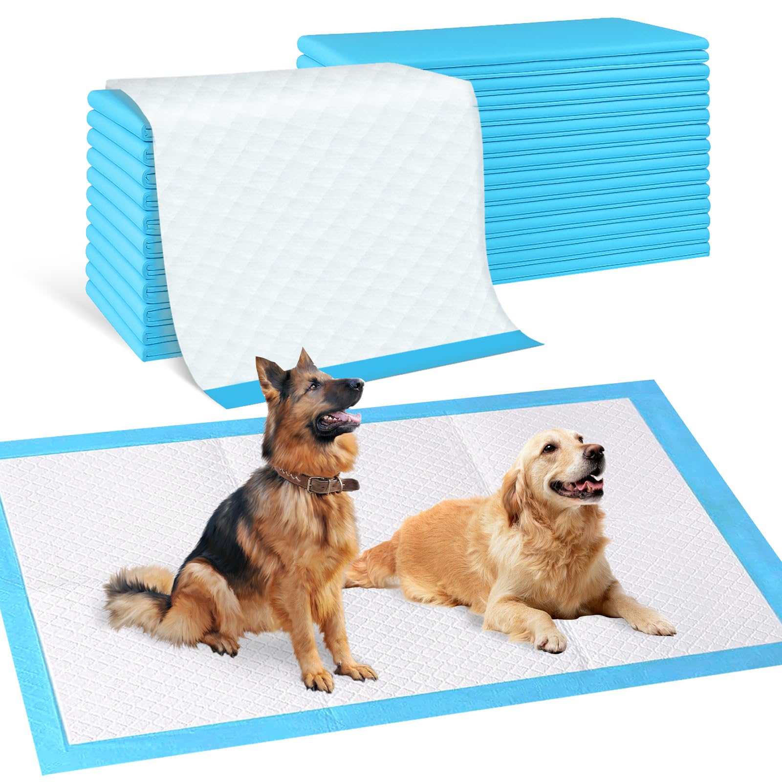 SUPRONLOVE Pee Pads for Dogs & Cats, Extra Large 36"X51", 100 Count, Blue, Polymer & Polyethylene (PE), 6 Layers, Disposable Pet Training Pads