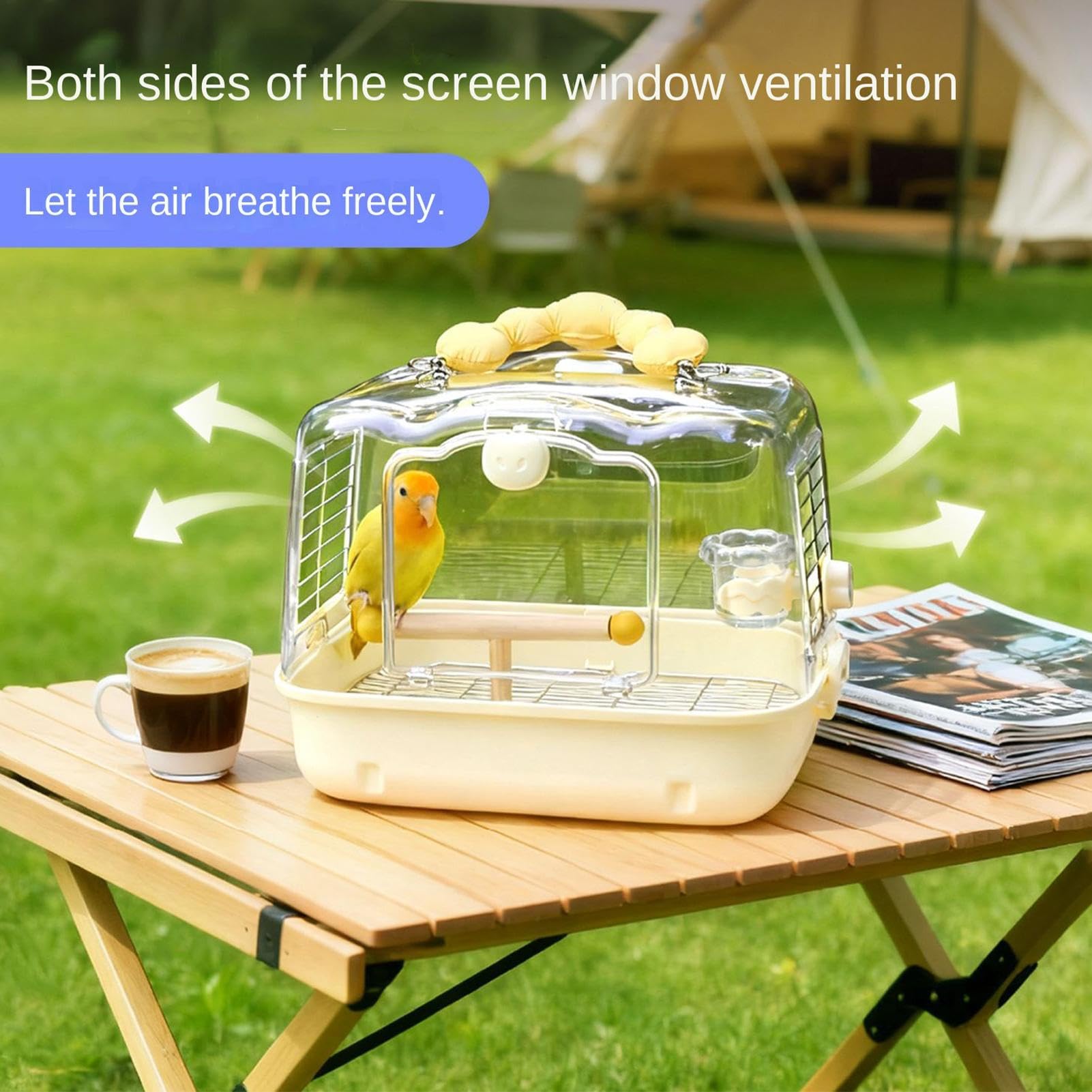 Jaula de Transporte para Aves de Viaje Bolso Transportador Transpirable | ملمع شفاه متغير اللون للنساء para Paseos al Aire Libre y Aventuras de Ninfas Periquitos y Agapornis