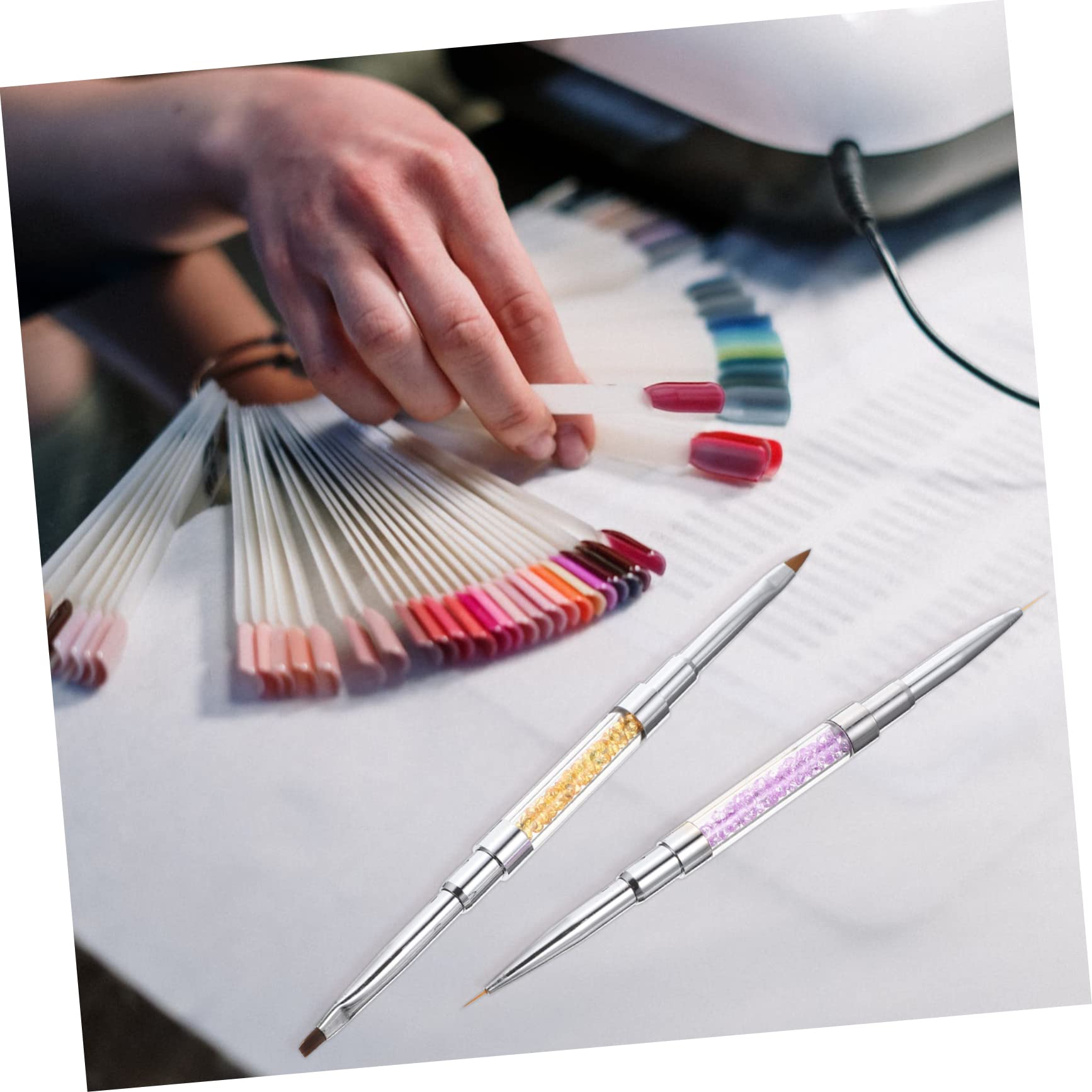 Healeved 9pezzi Pennelli Per Nail Art Design Elegante e Doppio Estremità Accessori Manicure Per Disegni e Decorazioni Unghie