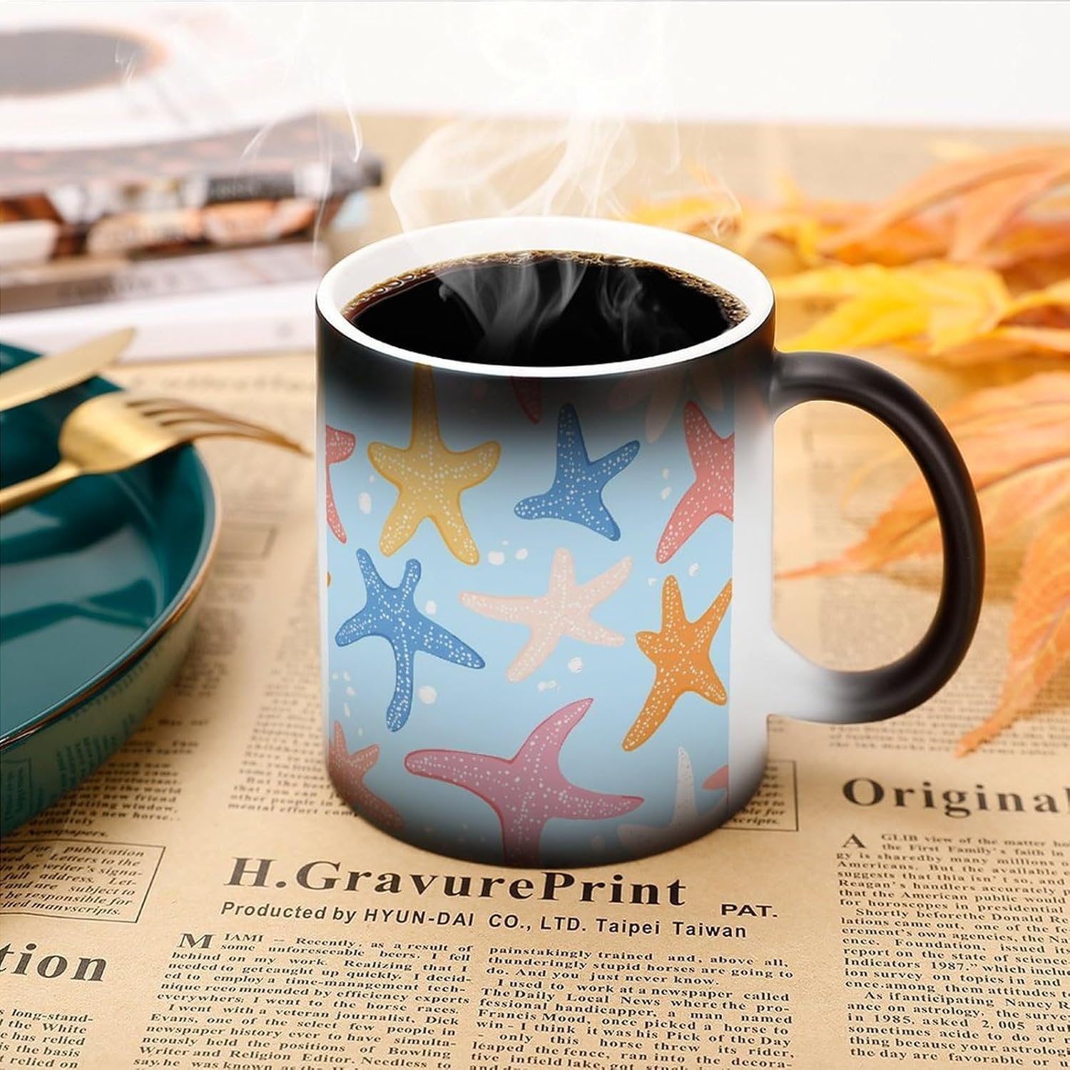 Cute Starfish Colorful Funny Color Changing Coffee Mug Ceramic Magic Cup Personalized Discoloration Tea Mugs