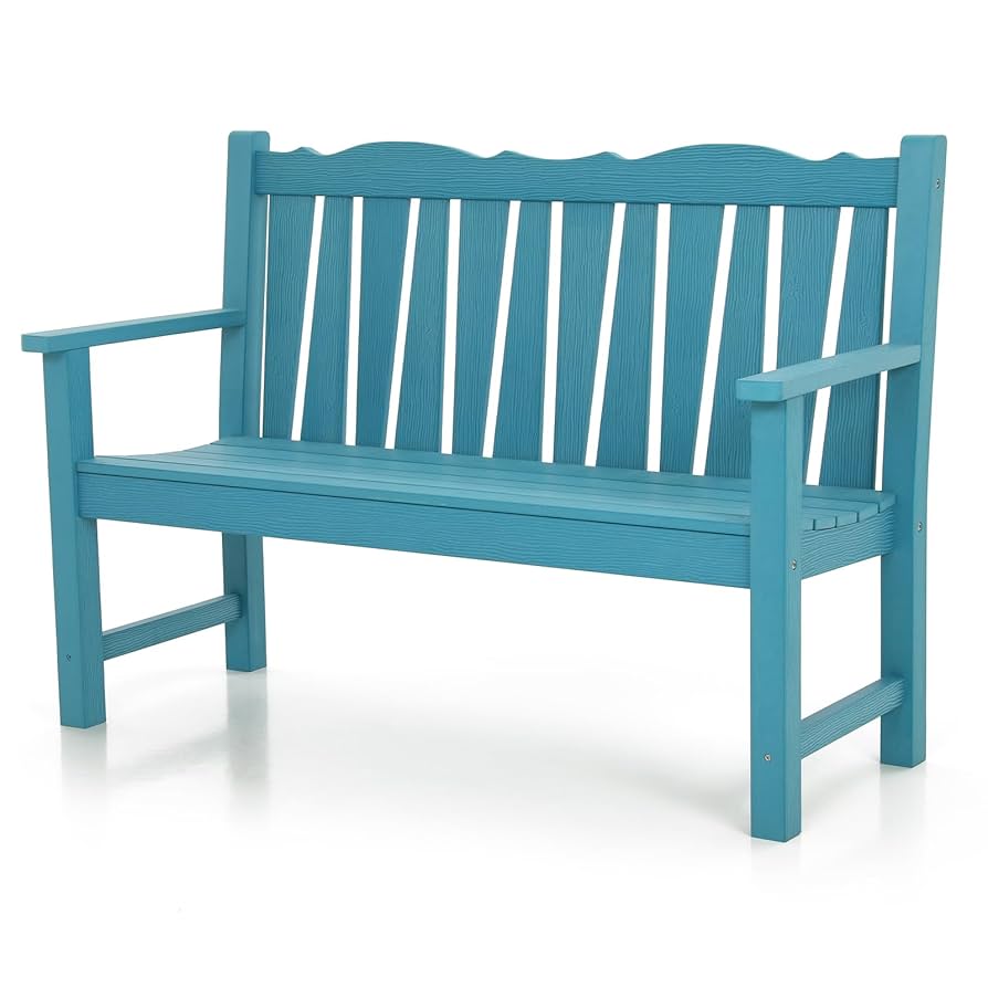 Wooden Garden Bench Loveseat Chair With Backrest And Armrests, 2-3 Seater Outdoor Patio Seat With Slatted Design For Balcony Deck, Porch Or Park