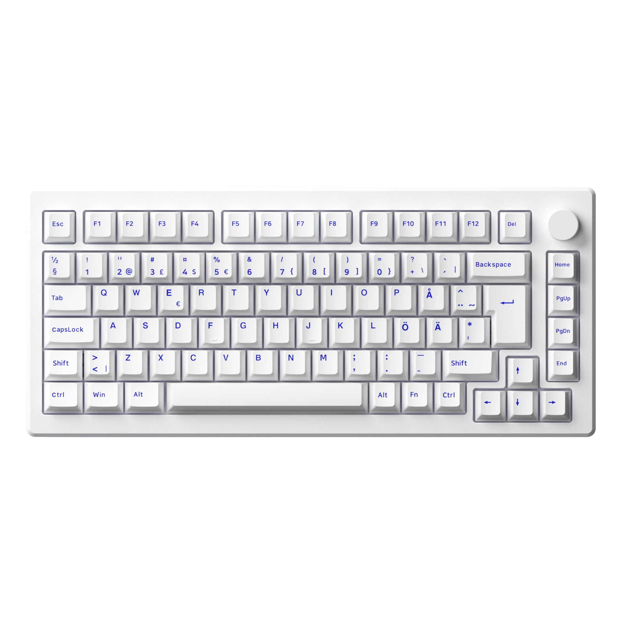 Akko MOD007 PC Gasket Mechanische Tastatur, ISO DE/Nordic Layout, 75% Gaming Keyboard mit Superelastisch und Weich Flex-Cut PCB, Hot-Swap Linear Switch (HiFi Mahjong Sound), PBT Keycap, Drehknopf