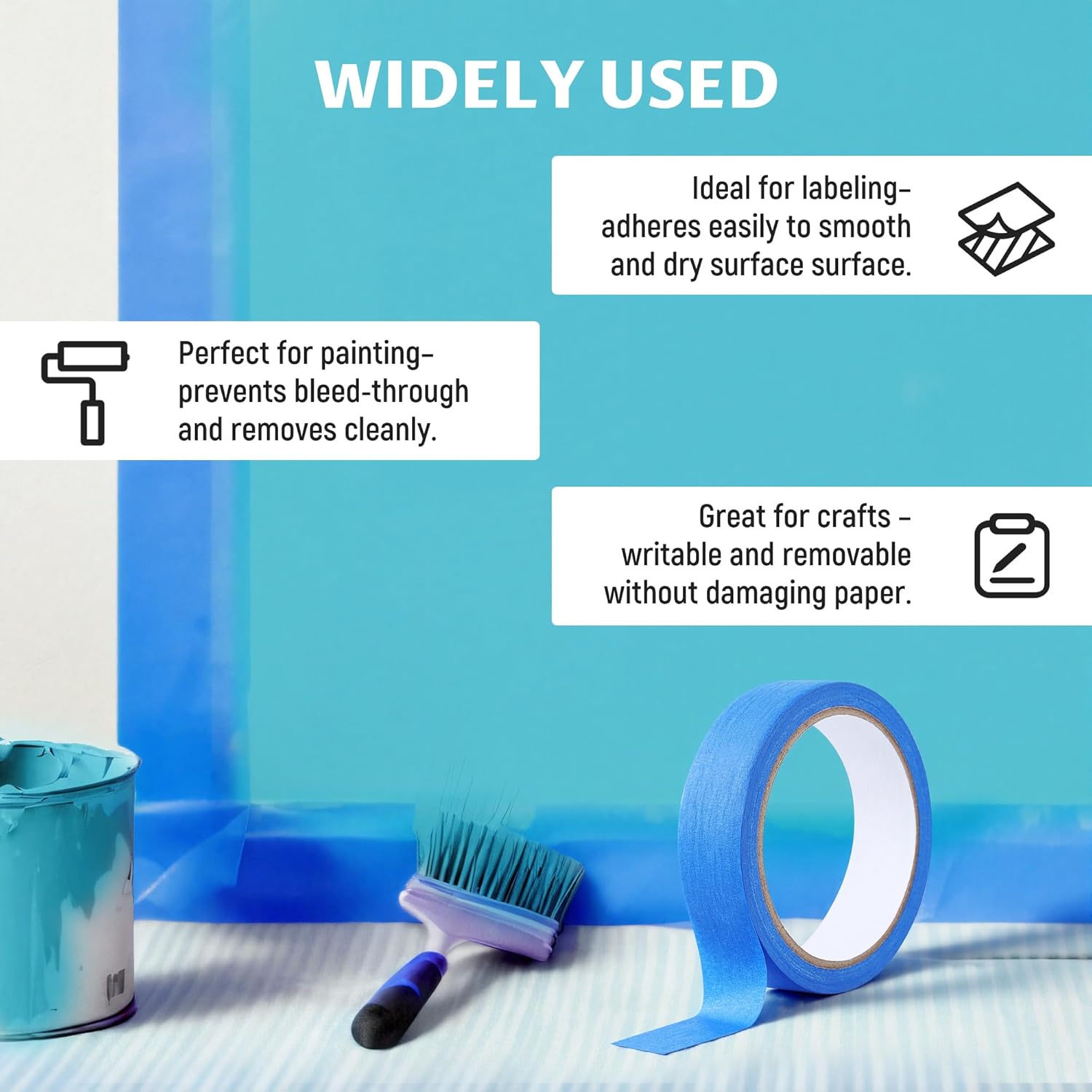 Lichamp 18 Pack Blue Painters Tape 1 inch, Blue Masking Tape Bulk Multi Pack, 1 inch x 22 Yards x 18 Rolls (396 Total Yards)
