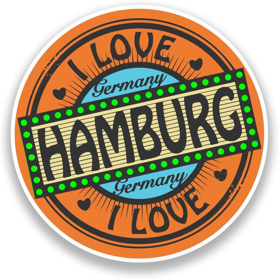 2 x 10cm/100mm I Love Hamburg Germany Vinyl Stickers Travel Luggage #7310