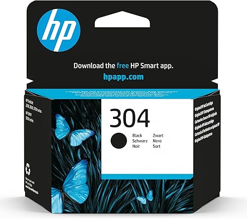 HP 304 Black Original Ink Cartridge, (N9K06AE) - Works with: HP DeskJet 2622, 2634, 2630, 3764, 3760, 2633,2632, 3750, 3762, HP ENVY 5032, 5030, 5020