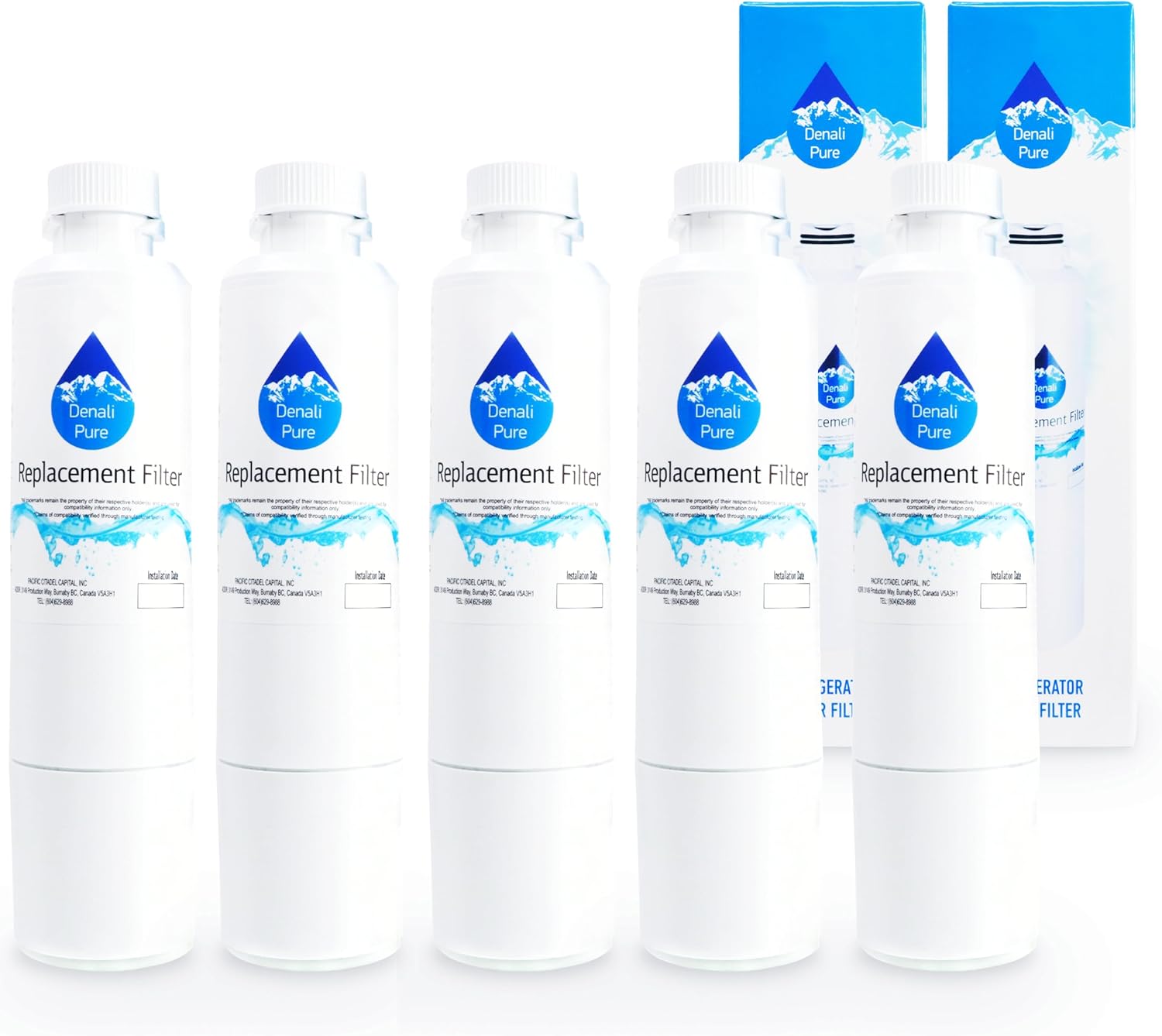 5-Pack Replacement for Samsung RH29H9000SR Refrigerator Water Filter - Compatible with Samsung DA29-00020B, DA29-00020A, HAF-CIN Fridge Water Filter Cartridge