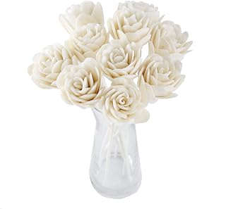 10 Damask Rose White Sola Flower Reed Diffuser for Home Fragrance by Plawanature.
