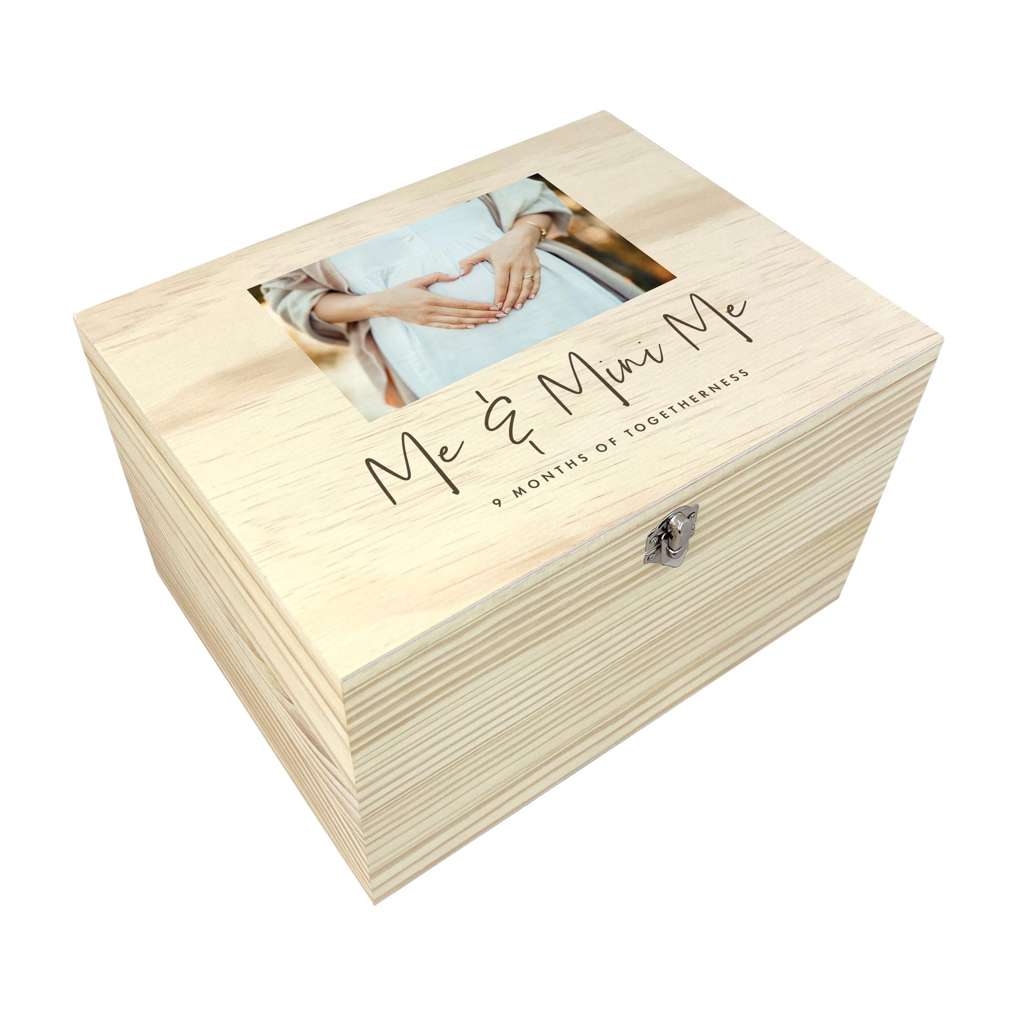 The Lovely Keepsake Company Personalised Expectant Mum Photo Pine Memory Box | Gift for New Mums, Mummys to Be | | W16cm x D11cm x H9cm