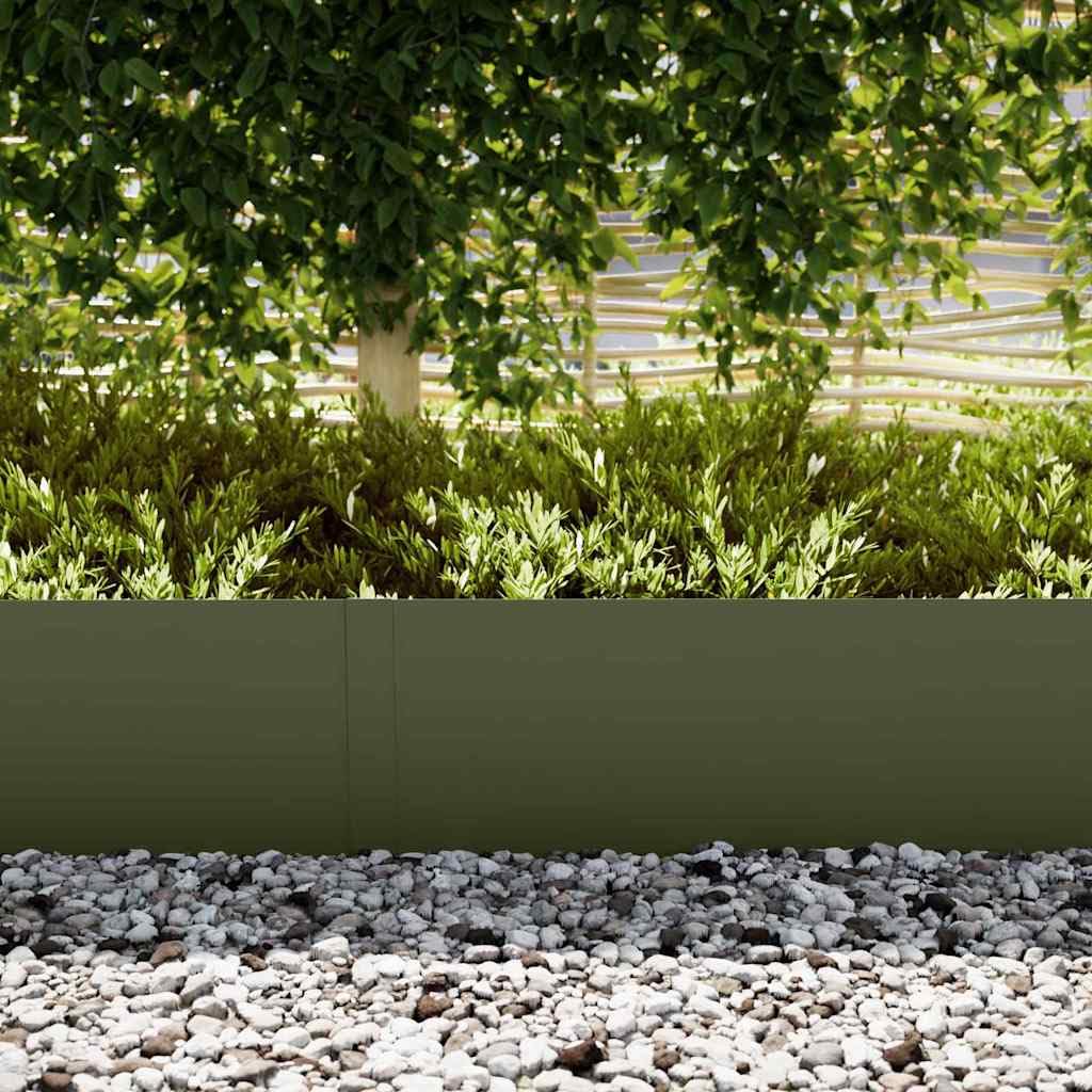 Lot de 50 bordures de pelouse - Vert olive - 100 x 0,05 x 30 cm - En métal - Pour bordure de pelouse et parterres de fleurs