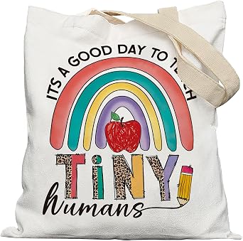 Teacher Tote Bag, Teacher Appreciation Gifts Canvas Tote Bags for Women, Reusable Grocery Shopping Bag