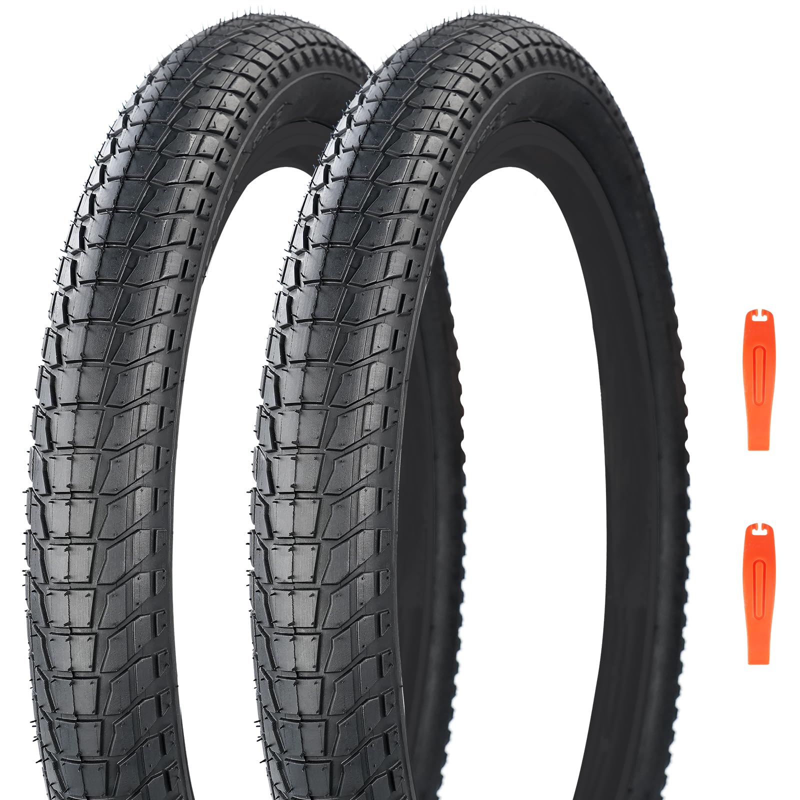 Balinge 20x2.125 Bike Tires 2 Pack 20 Inch Bike Tire Kids Black 20x2.1 25 Bicycle Tire Folding Replacement Tire Suitable for Bicycle Tires 20x2.1 20x2.125 20x2.25, 2 Tires+2 Levers