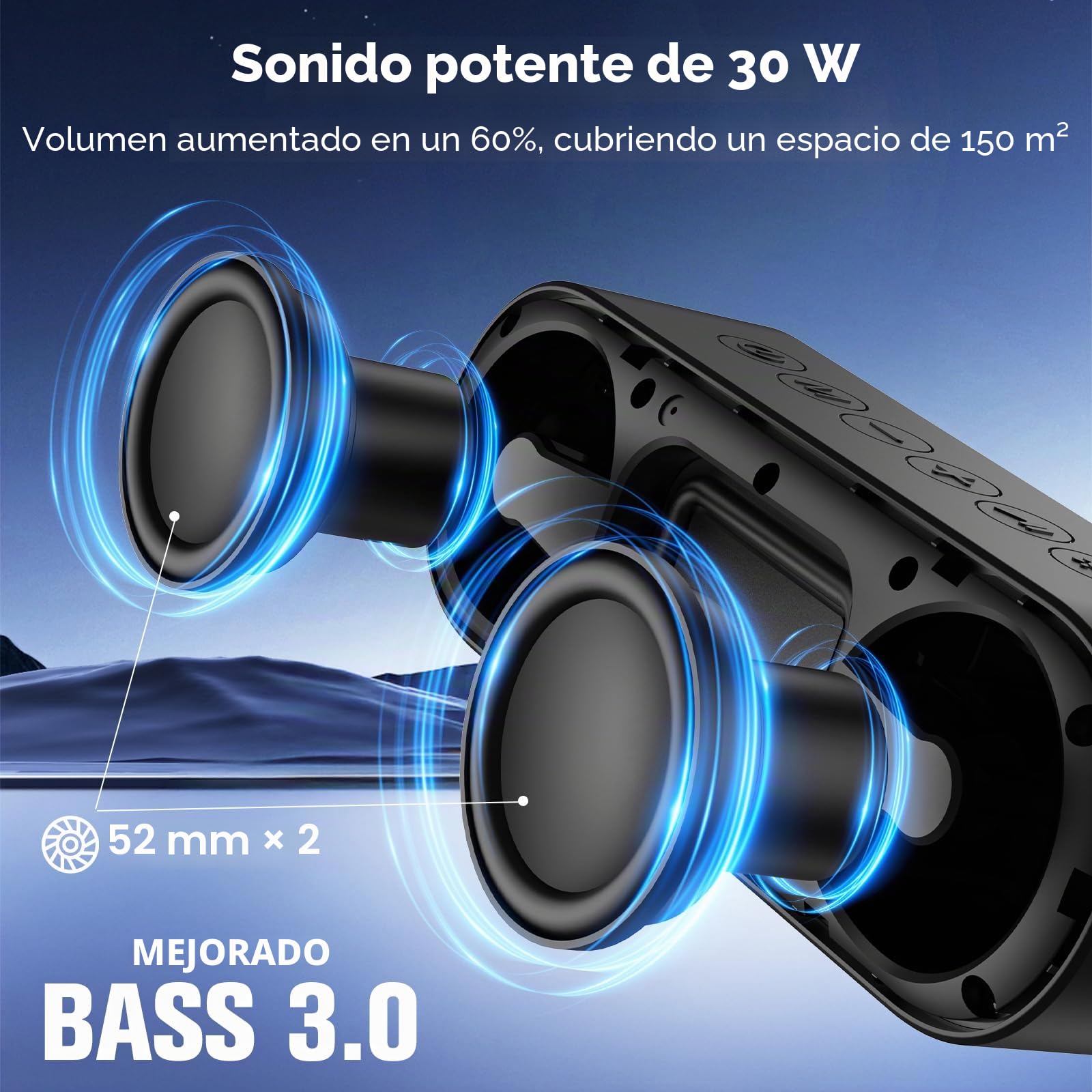 Altavoz Bluetooth Portátil Potente 40W, Altavoces Bluetooth 5.4 con Emparejamiento TWS,7 Cambios RGB, 30 H Reproducción, Impermeable IPX7, Speaker de Exterior para Viajes/Deportes/Fiestas/Ciclismo