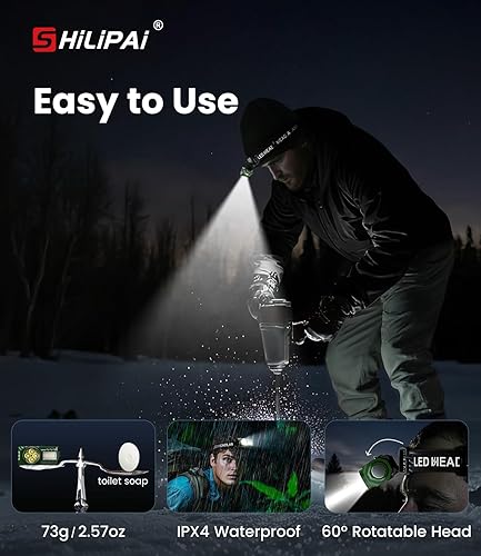 Miniatura 7 de Linterna frontal LED recargable con sensor de movimiento, 6 modos para equipo de campamento y senderismo, mini linterna con luz roja, regalo de