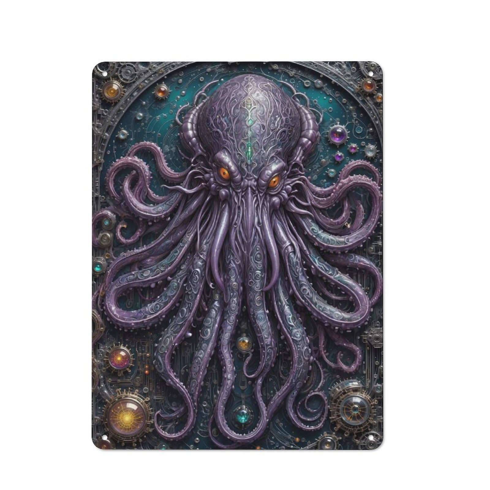 Junmoney God Legend Cthulhu Vintage Metal Plaque 40X30cm, Diner Style Decor For Coffee Bar, Kitchen, Bistro Or Tea Corner