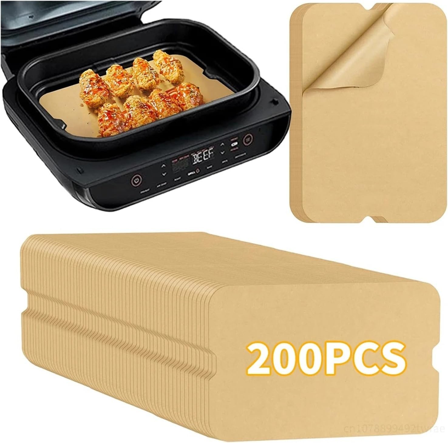 Disposable Air Fryer Parchment Paper Rectangular Air Fryer Liners ，Compatible For Ninja，Compatible For Foodi XL Smart， FG551 6-in-1 Indoor Grill Accessories(200pcs white)