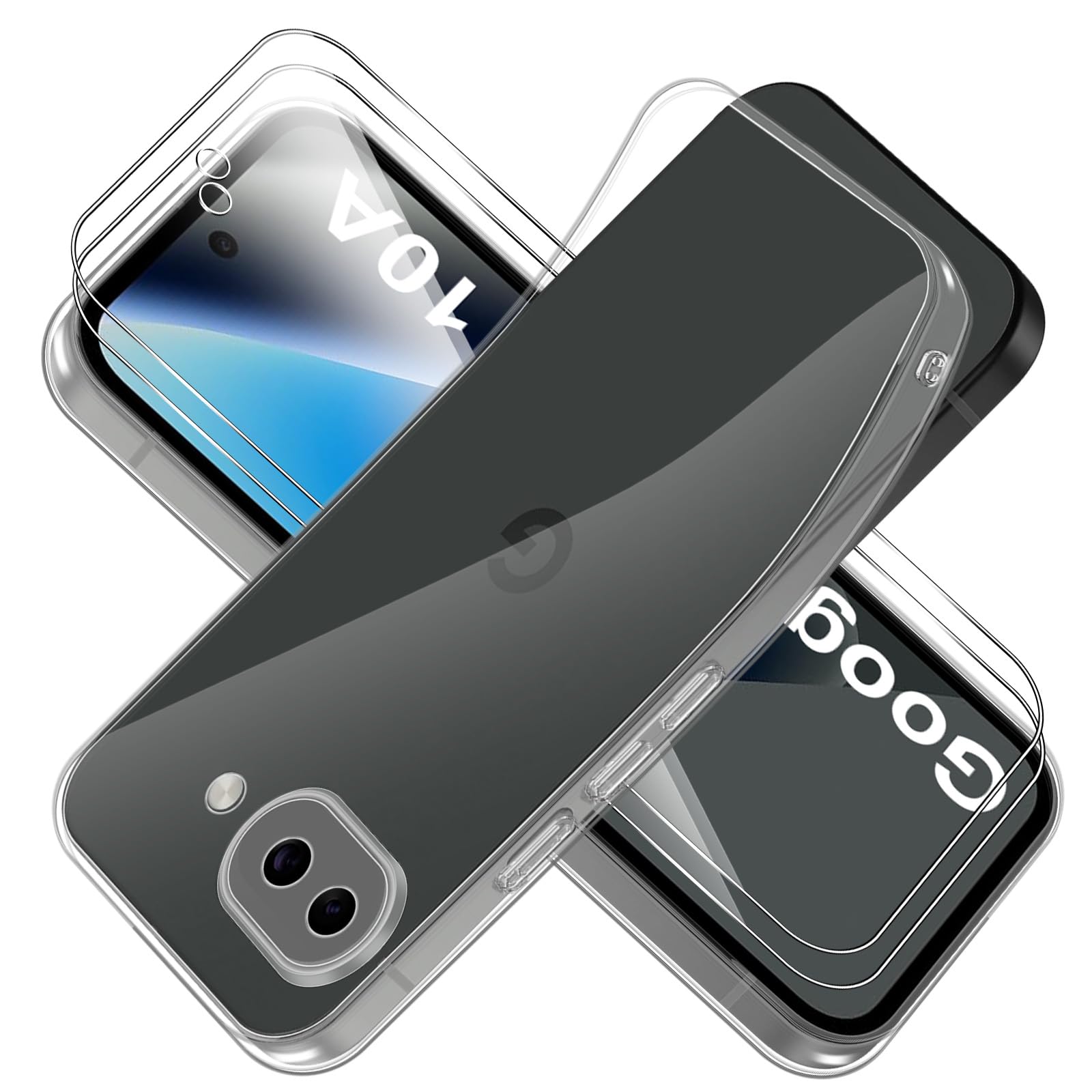 【2+1セット】対応 Google Pixel 10A ケース ガラスフィルム2枚付き 超薄型 TPU クリアケース 黄ばみ防止 強化ガラス 9H硬度 高透過率 指紋防止 気泡ゼロ 飛散防止 耐衝撃 液晶保護フィルム グーグル ピクセル 10A 用