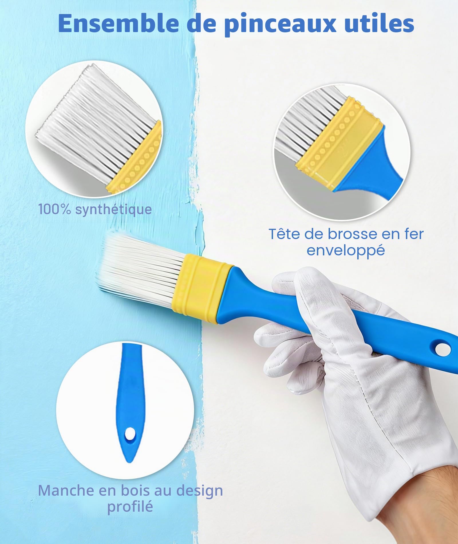 Qivine Kit de Rouleau de Peinture de 45 cm, 13 Pièces Kit de Peinture Complet avec 4 Perch Télescopique, Cadre Réglable, Bac à Roulettes, Pinceau, Spatule, Mélangeur, pour Murs et Plafonds