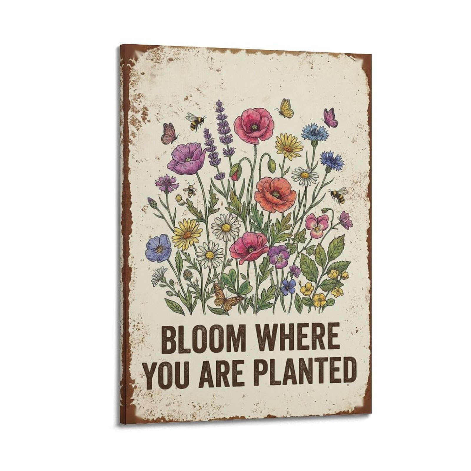 OKAHYS Wildflower Botanical Poster Illustration Bloom Planted Modern Decorative Canvas Prints - Ideal Wall Art for Family, Man Cave, Game Room, Boys & Girls Bedroom 24x36inch