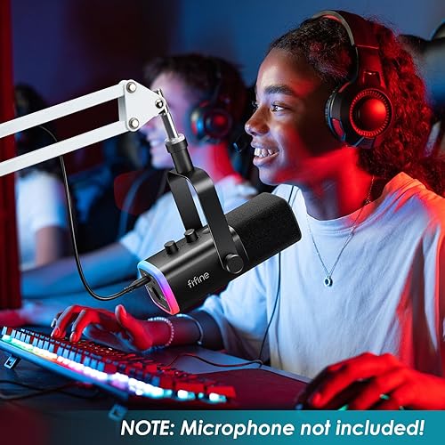 Miniatura 6 de Brazo de brazo blanco para Fifine AM8  Brazo de micrófono blanco compatible con micrófono Fifine AM8, soporte de brazo de brazo de micrófono blanco