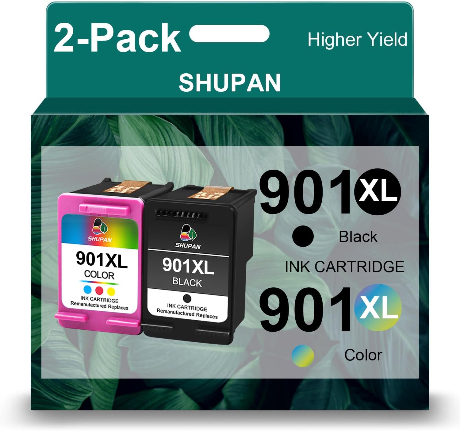 901 Ink Cartridge for HP Printer Remanufactured for HP Ink 901 901 XL Black and Color Combo Pack Work for OfficeJet J4550 J4680 J4500 J4680c G510a G510b G510g G510h Printer (2 Pack)