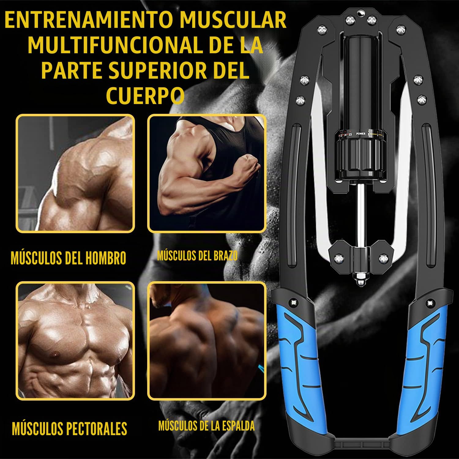 LEJIEYIN Barra Twister de Potencia Hidráulica Ajustable 10-200 kg, Doble Muelle Hidráulico para la Musculación de Pectorales y Hombros