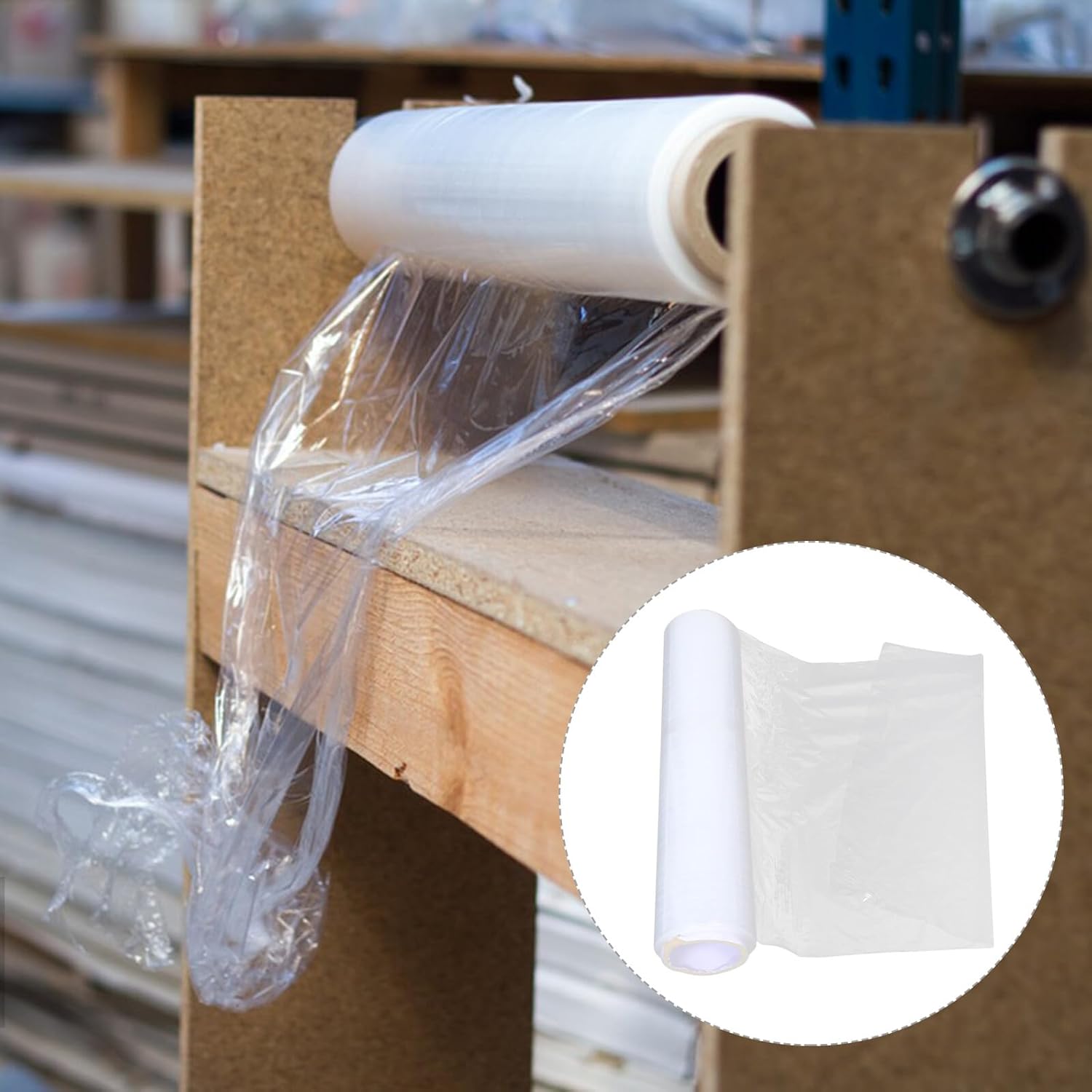 Industrial Shipping Stretch Film Wrap 45cm Wide Plastic Cling Packaging Roll Self-adhering Shrink Wrap for Moving and Logistics Protection