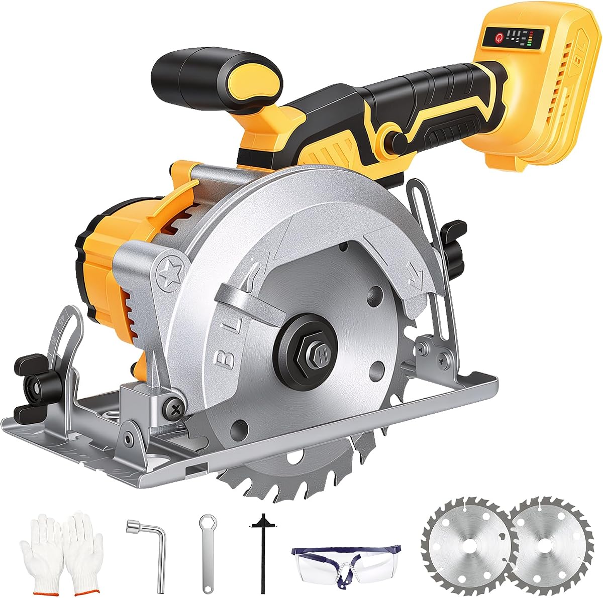 Sierra circular inalámbrica de 5.5 pulgadas compatible con batería DeWalt de 20 V | (solo herramienta, sin batería), sierra eléctrica sin escobillas de 7200 RPM, bisel de 0-45°, profundidad de corte máxima de 1.7"para madera, plástico y PVC