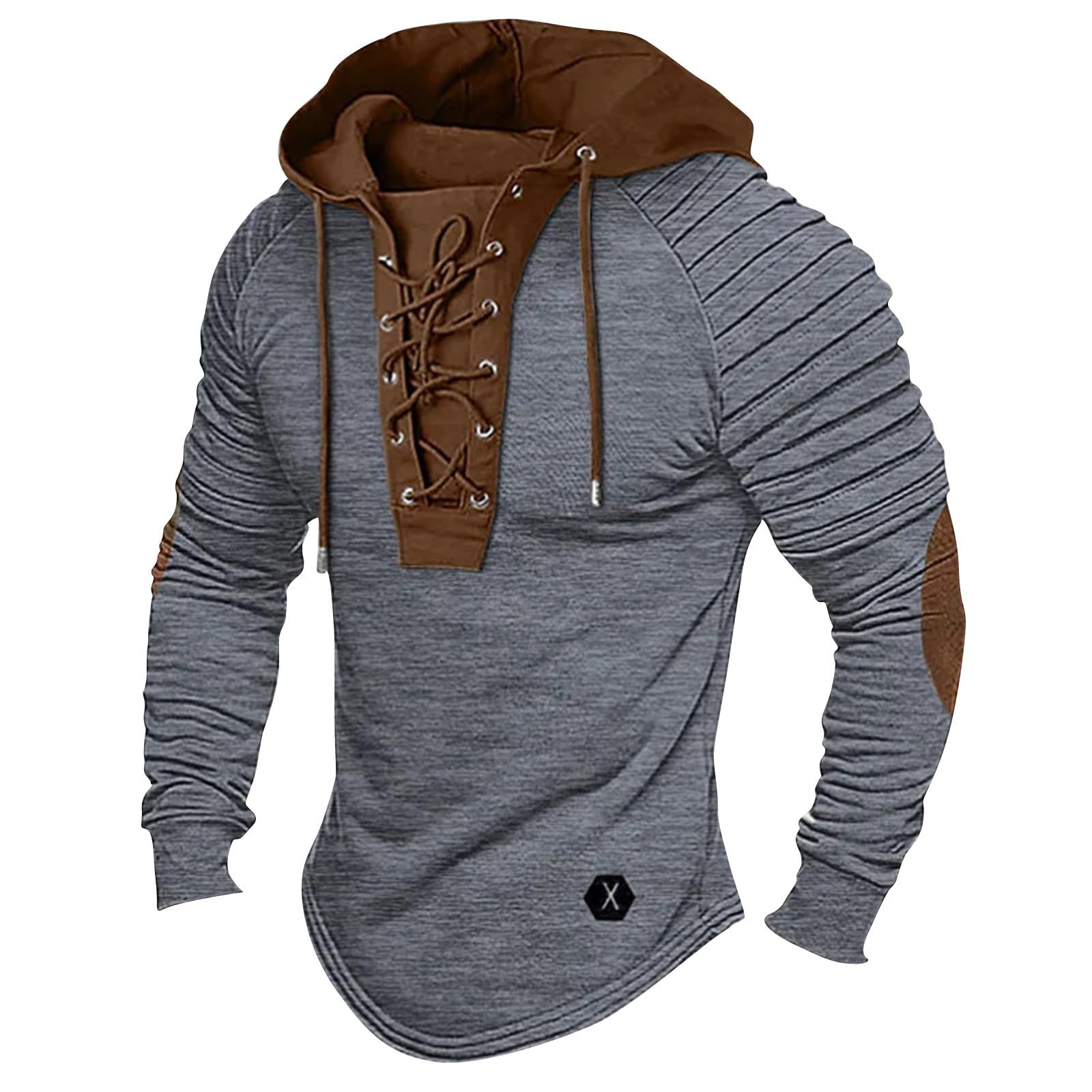 Cdiecer Tactical Hoodies For Men Lace Up Sweatshirts Slim Fit Athletic Hoodie Y2k Long Sleeve Fall Sweatshirt