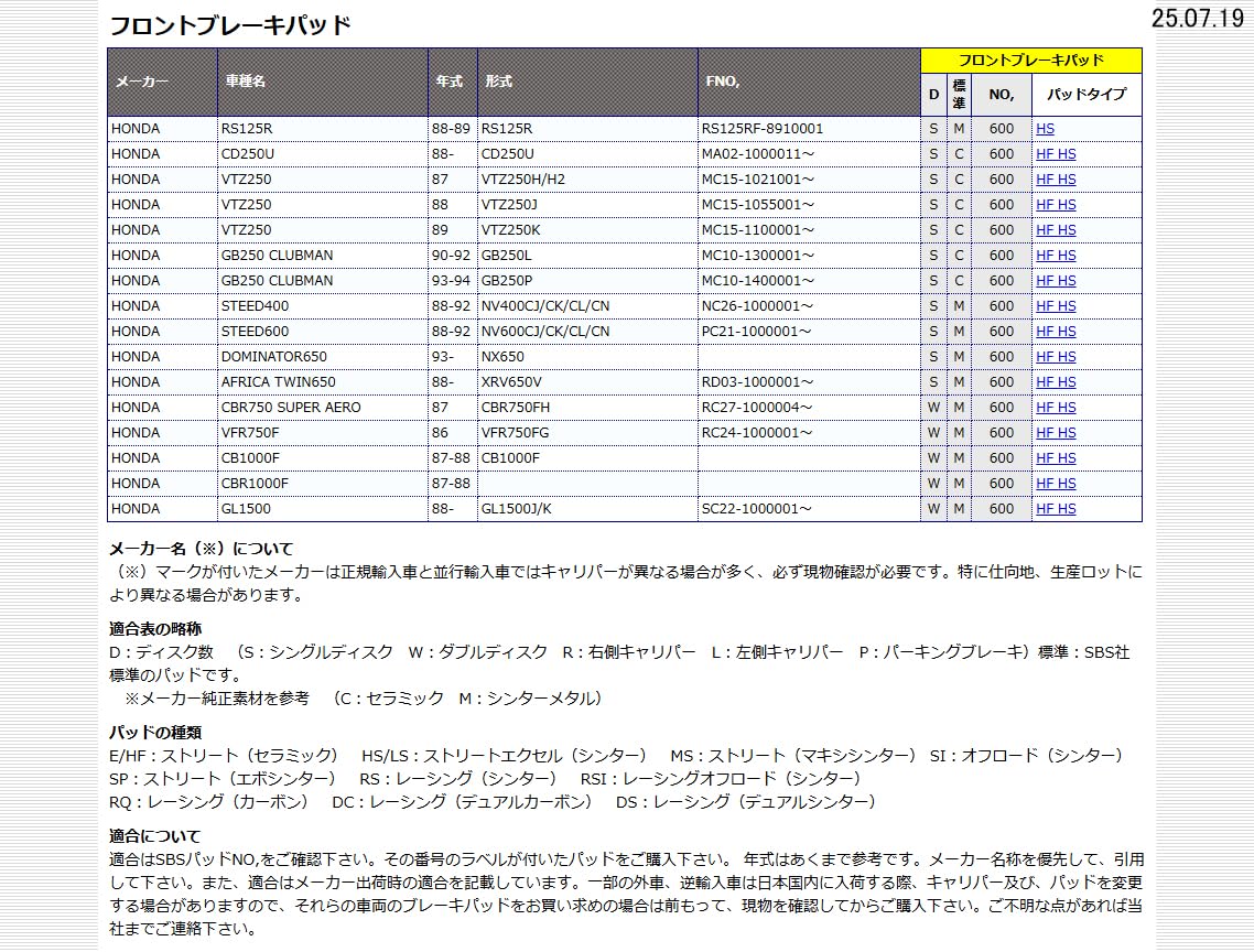 Amazon | キタコ(KITACO) SBS ブレーキパッド 街乗り+スポーツ走行を