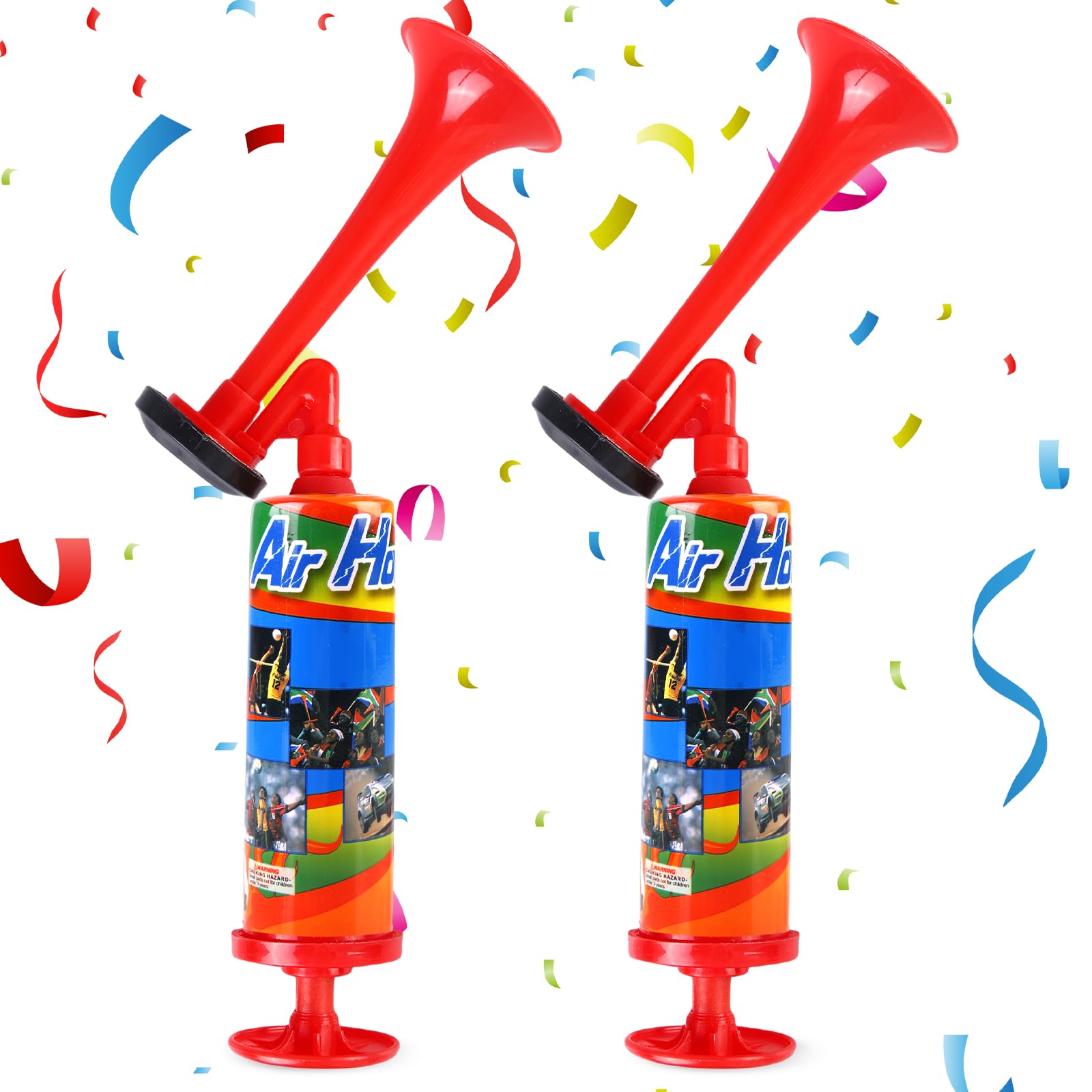 HOMURY Lot de 2 cornes de brume portables - Pour les fêtes, les événements sportifs, les graduations - Rouge