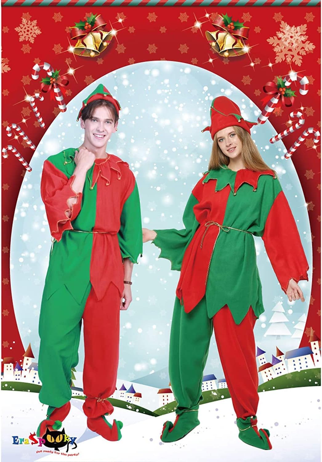 EraSpooky Christmas Elf Adult Costume Unisex Whole Set