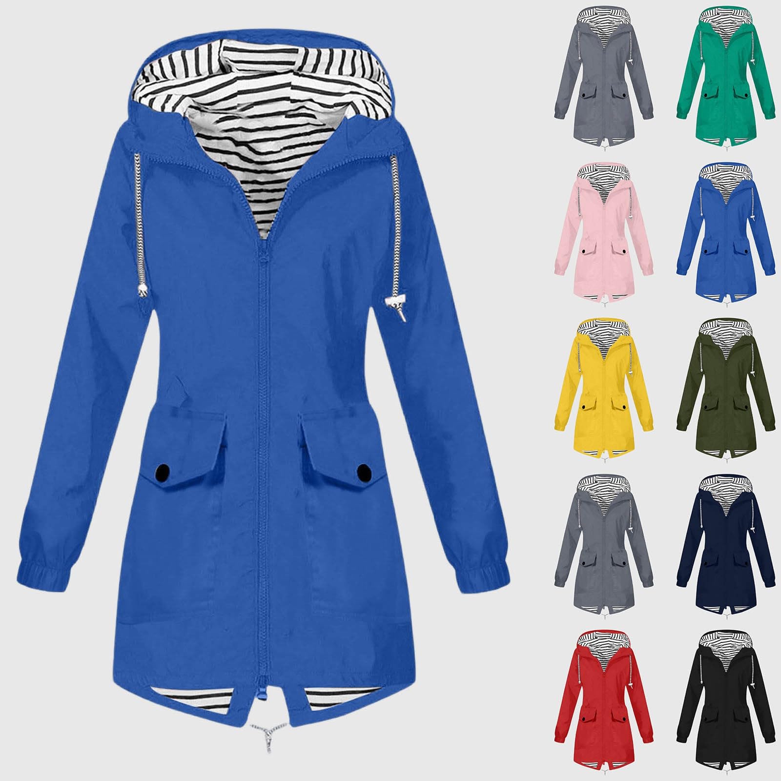 Veste Imperméable Légère pour Femme, Coupe Vent Femme, Impermeable Veste de Pluie à Capuche pour Randonnée, Course à Pied, Cyclisme, Voyages