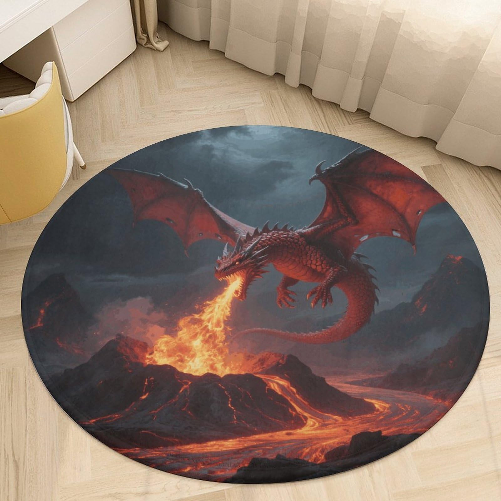 Tapis circulaire à poils courts de 0,6 cm en velours de corail doux