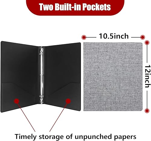 Miniatura 4 de Vienrose Carpeta de 3 anillos redondos de 1 pulgada con cubierta de lino con capacidad para papel de 8.5 x 11 pulgadas para la escuela, la oficina y