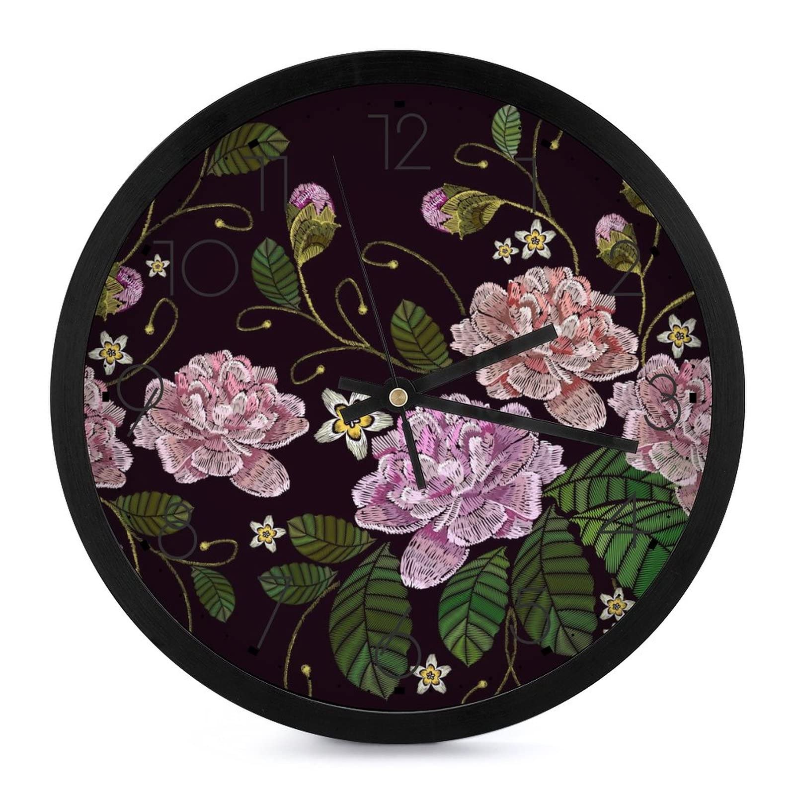 Pendule murale silencieuse moderne sans tic-tac decoration fleurs 25cm