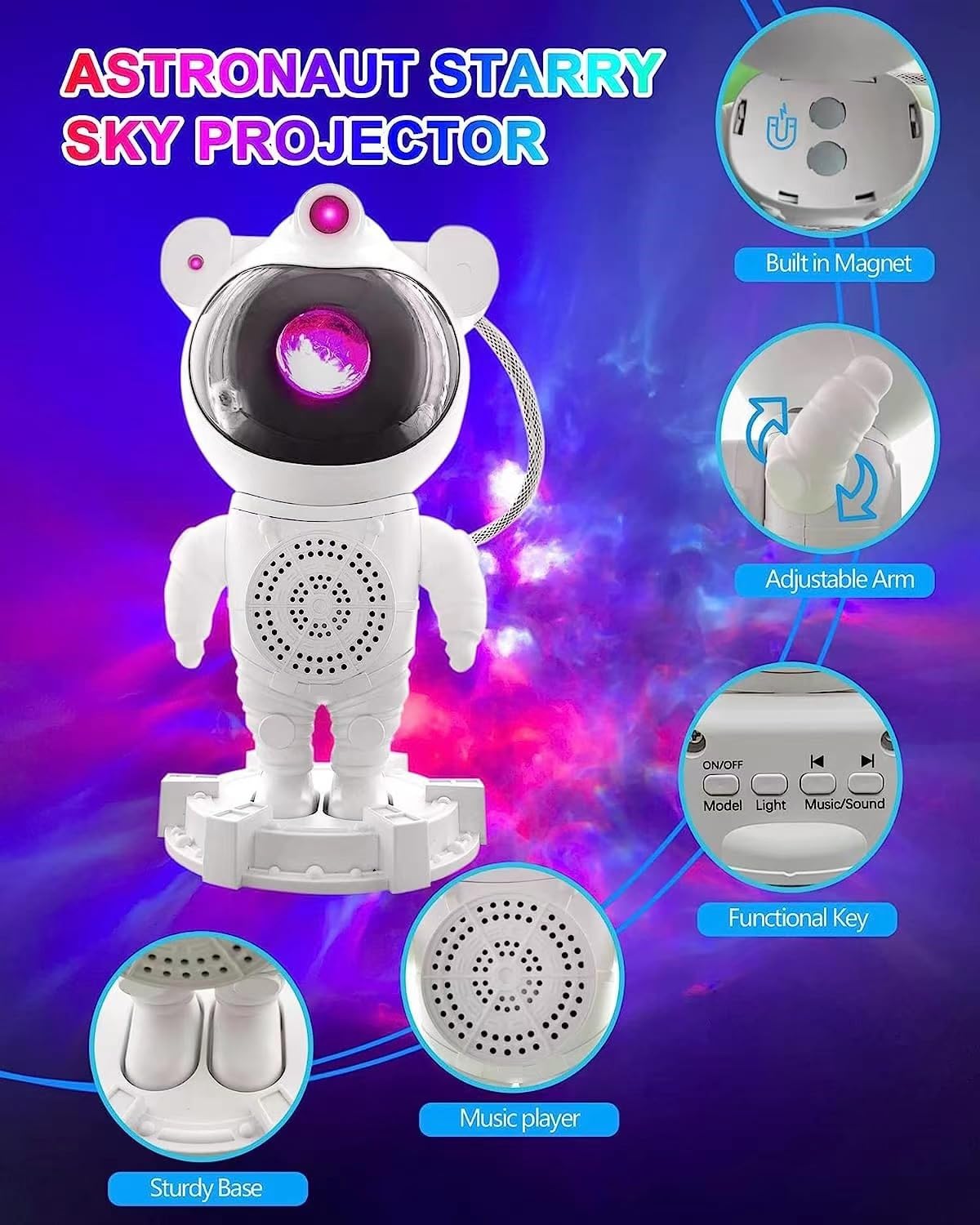 MAKTUL Astronaut Projector Galaxy Star, Night Light for Children Lamp 8