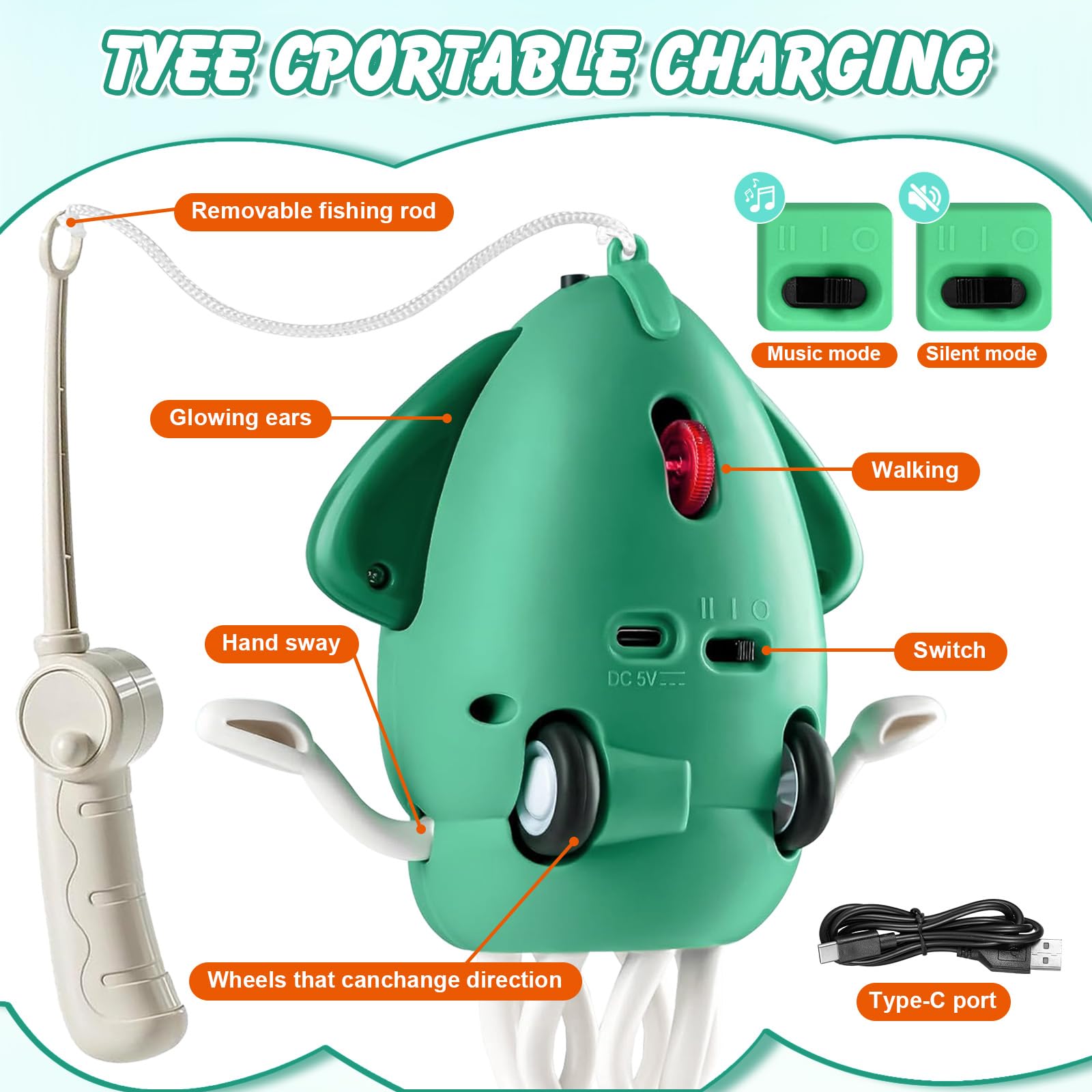 Pulpo Bailarín Eléctrico Con Música Y Luz LED – Juguete Interactivo De 8 Patas Con Detección De Obstáculos – Regalo Para Niños Y Adultos